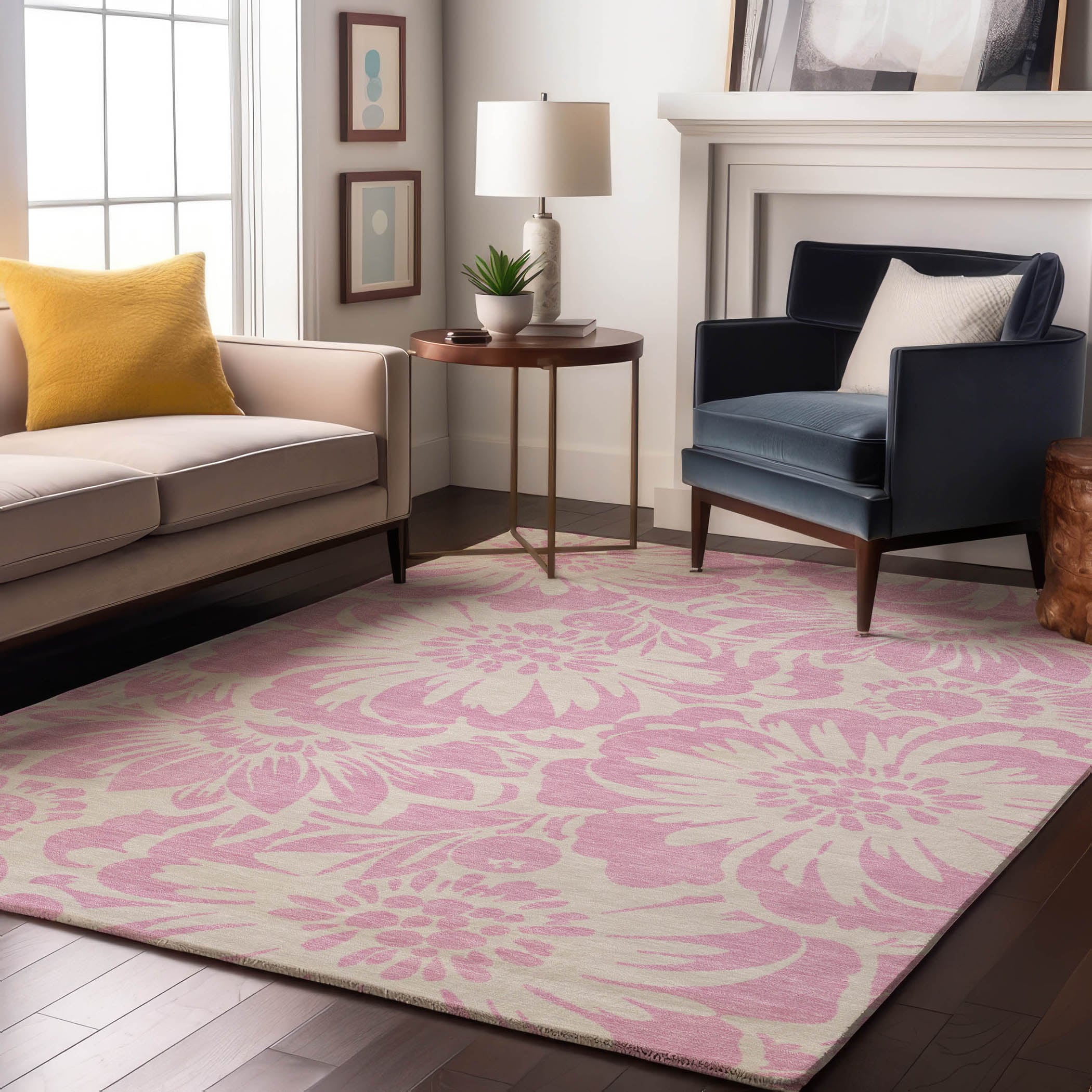 Addison Rugs AMF514BG8RO Mayfield AMF514BG 8 x 8 (ft) Loomed Polyester Beige Round Indoor Abstract Machine washable Area rug