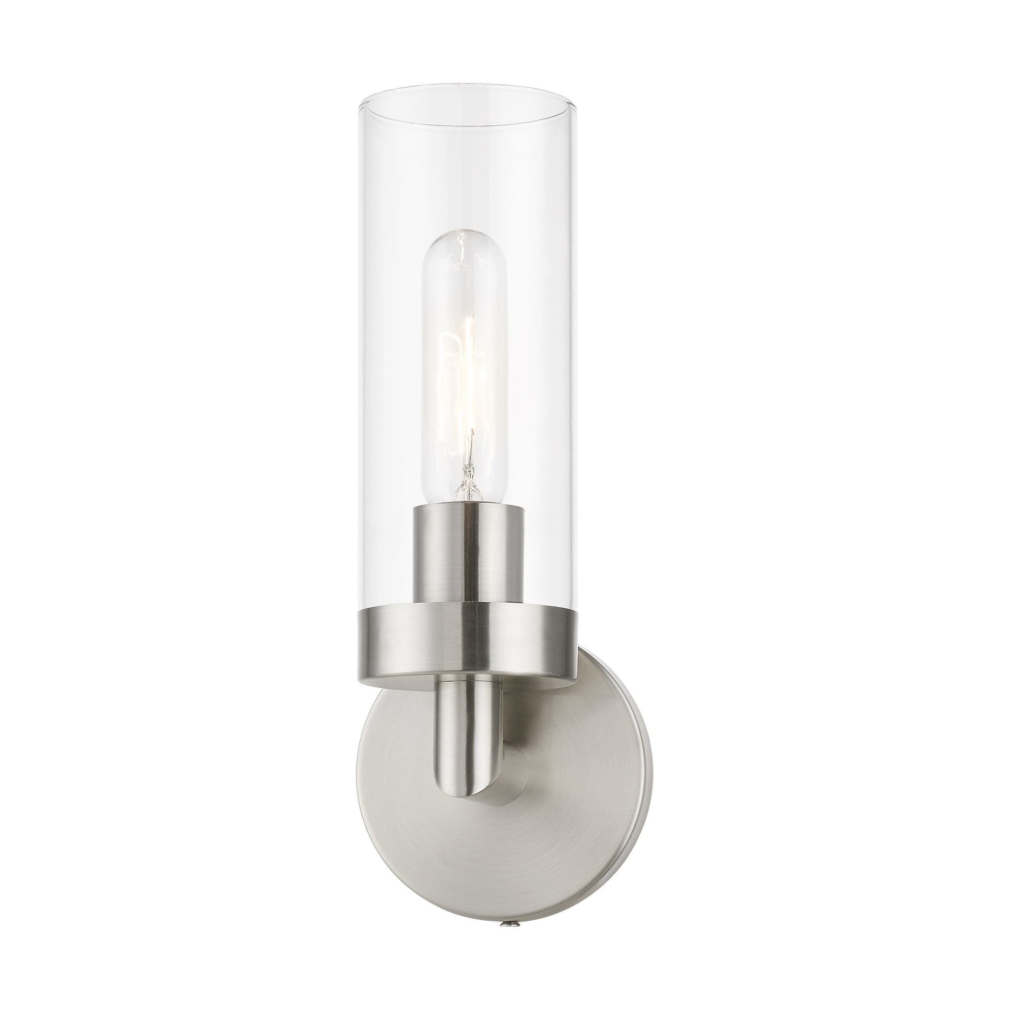 Ludlow Brushed Nickel 1-Light ADA Compliant Sconce with Clear Glass Shade
