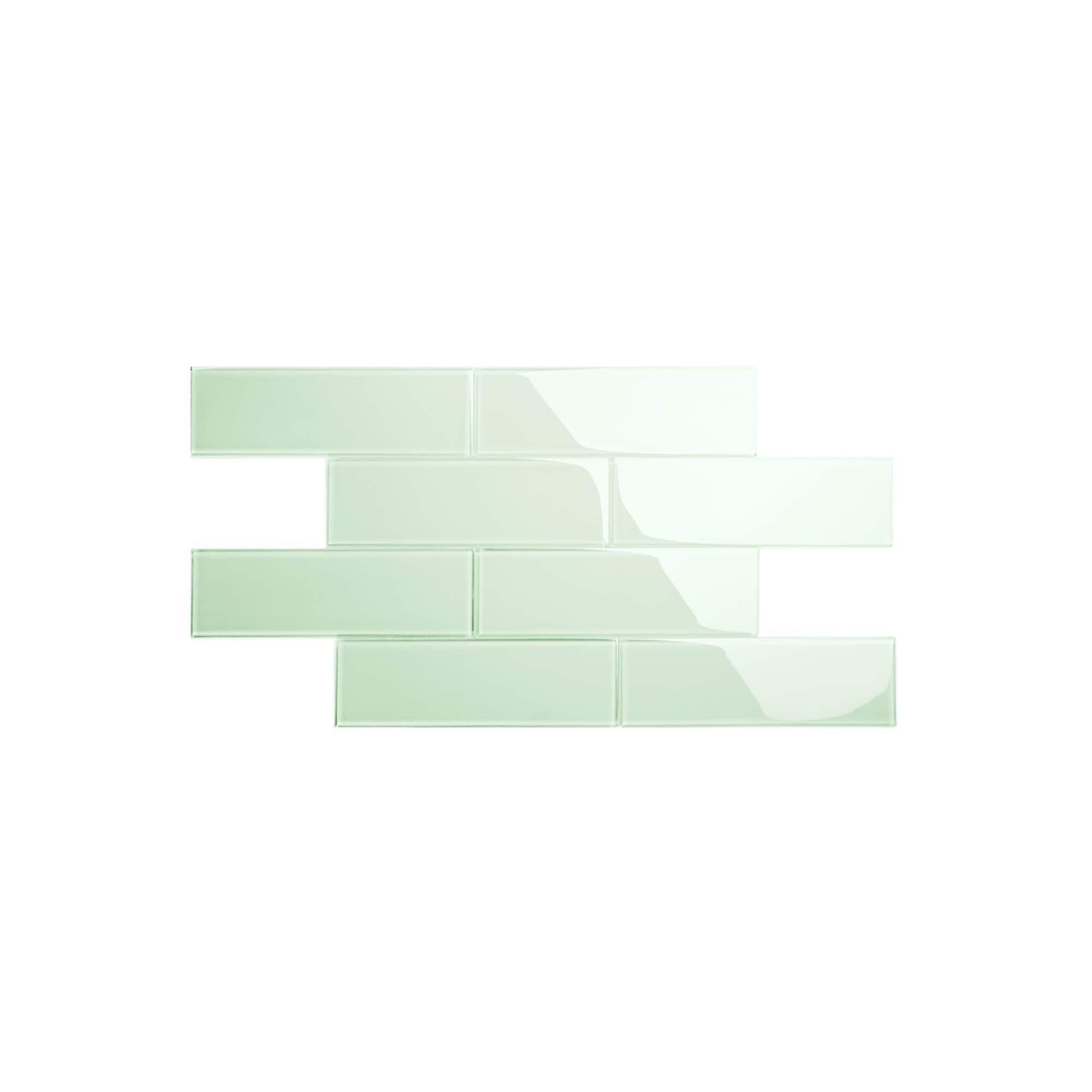 Giorbello Classic Premium Winter Sage 4-in x 12-in Glossy Glass Subway Wall Tile (5-sq. ft/ Carton)