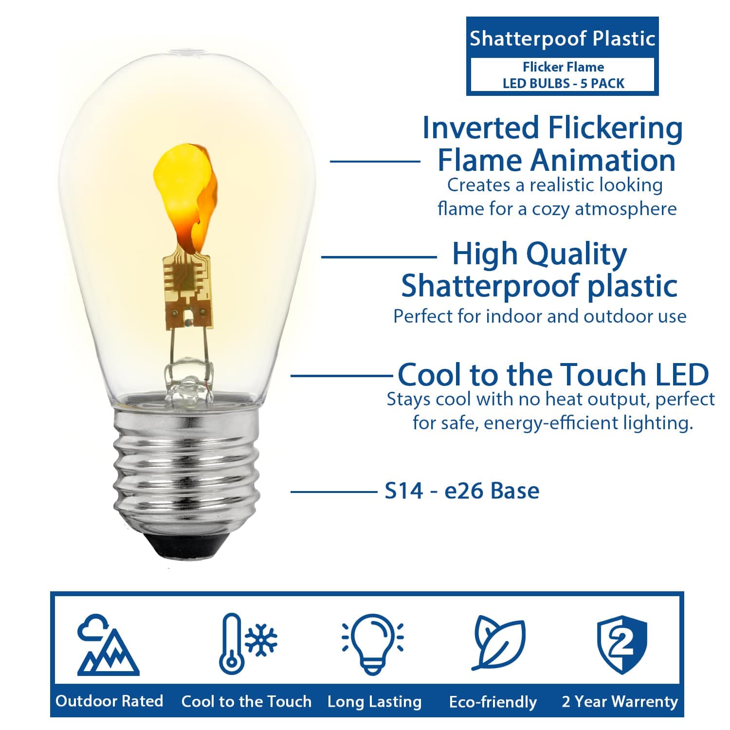 Novelty Lights FL-5PK-LED-S14-FLAME  - View #3