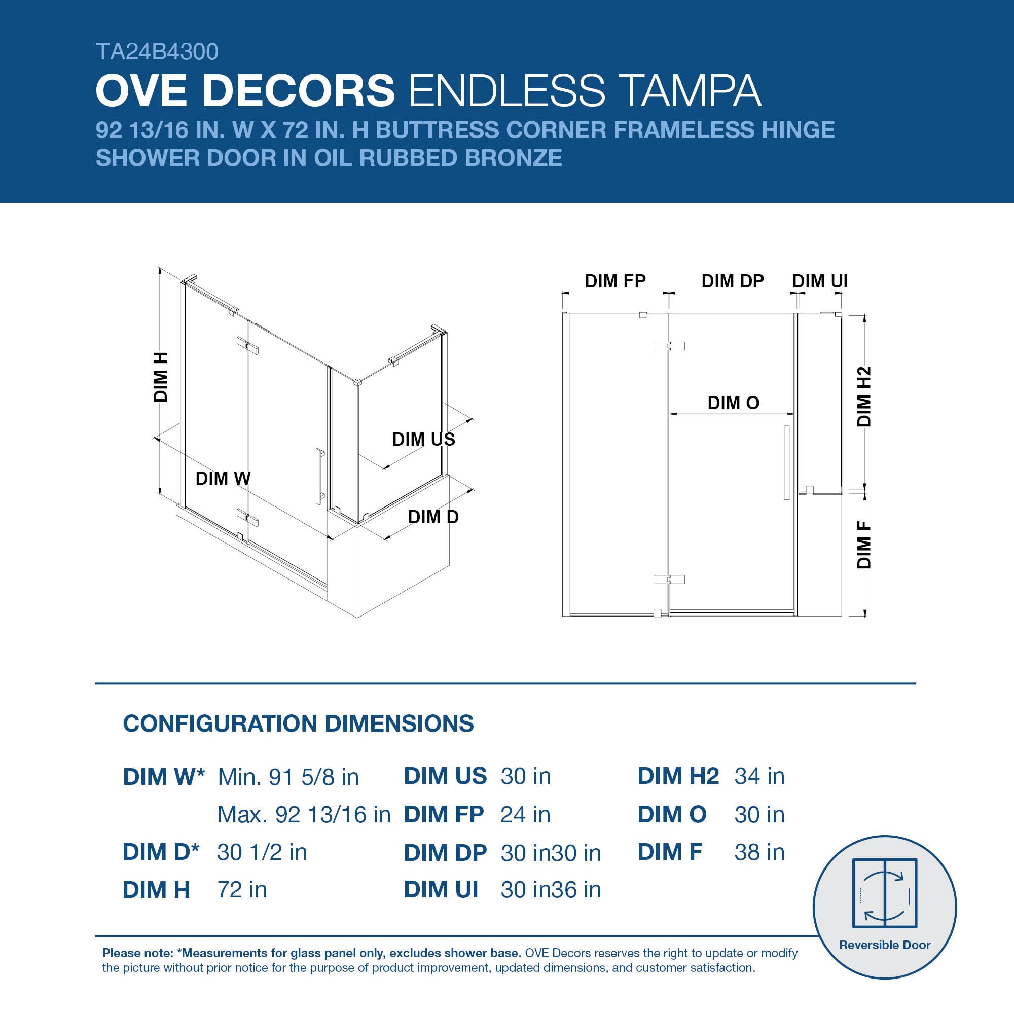 OVE Decors Tampa Oil-Rubbed Bronze 91-3/4-in to 94-1/16-in x 72-in