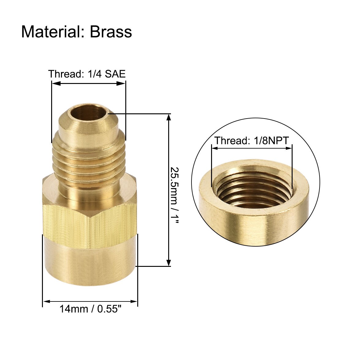 Unique Bargains Brass Pipe fitting 7/16 Inch-20UNF Flare Male to 1/8NPT ...