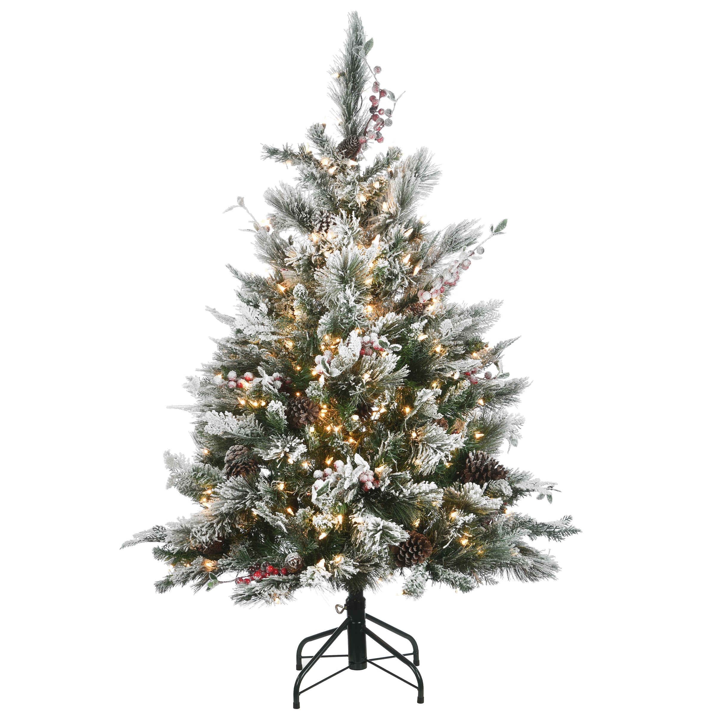 National Tree Company SBE1-300-45 Snowy Bedford Pine 4.5-Feet Pine Pre-lit Flocked Artificial Christmas Tree with Clear Incandescent Lights