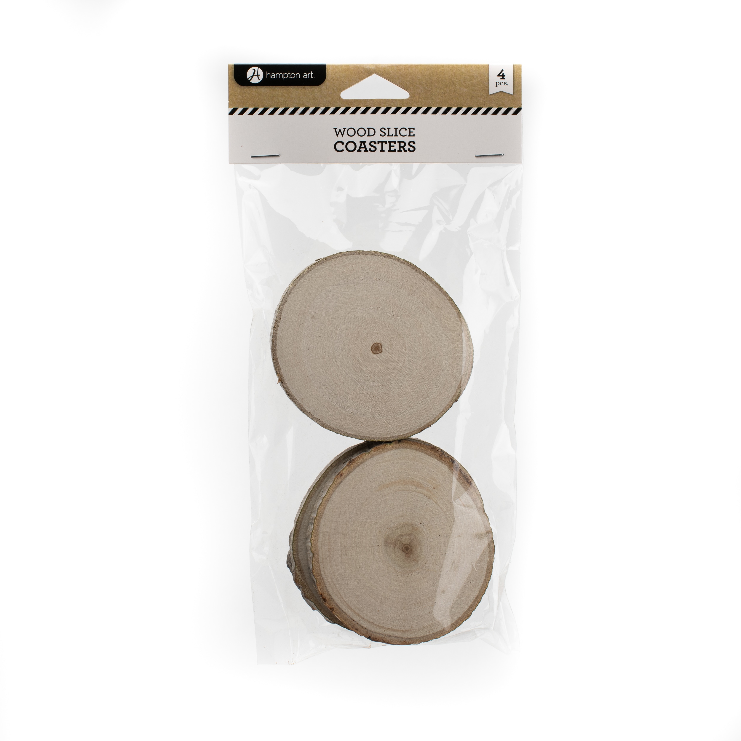 Hampton Art Natural Wood Slice Coasters - 4 Pack, Small Round Craft  Surface, Versatile and Eco-Friendly in the Craft Supplies department at
