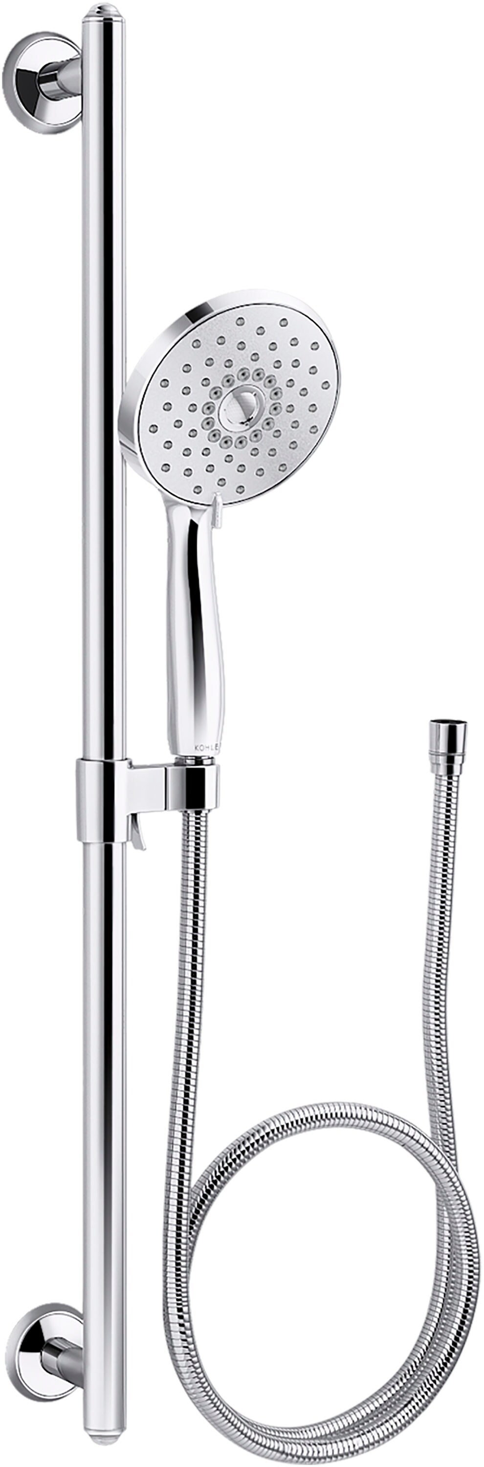 KOHLER K-22177-G-CP Forte 3.0 -Spray Polished Chrome 5.0625-in Round Handheld Shower Head 1.75 GPM