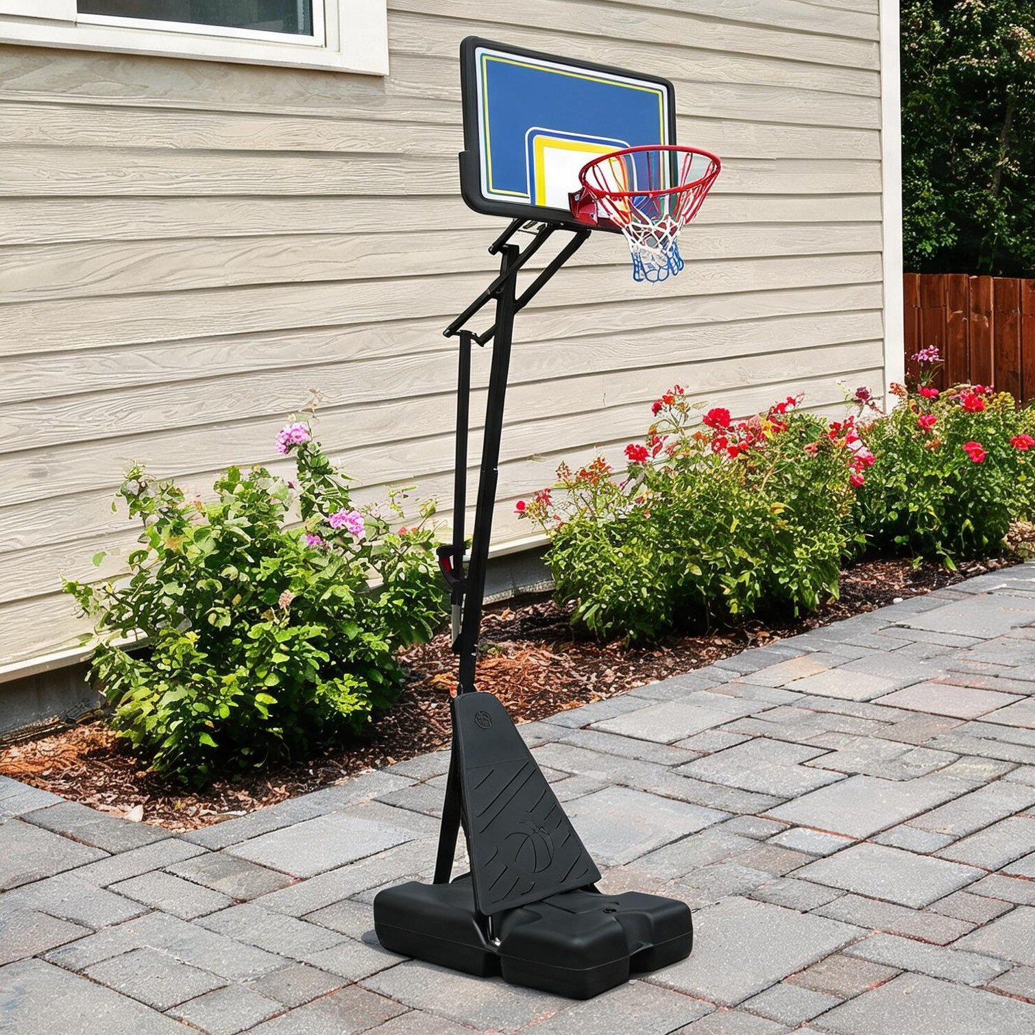 Watnature Indoor/Outdoor Portable Basketball Hoop with 39-Inch Backboard Adjustable 8.0410.01 ft Height Black+Blue