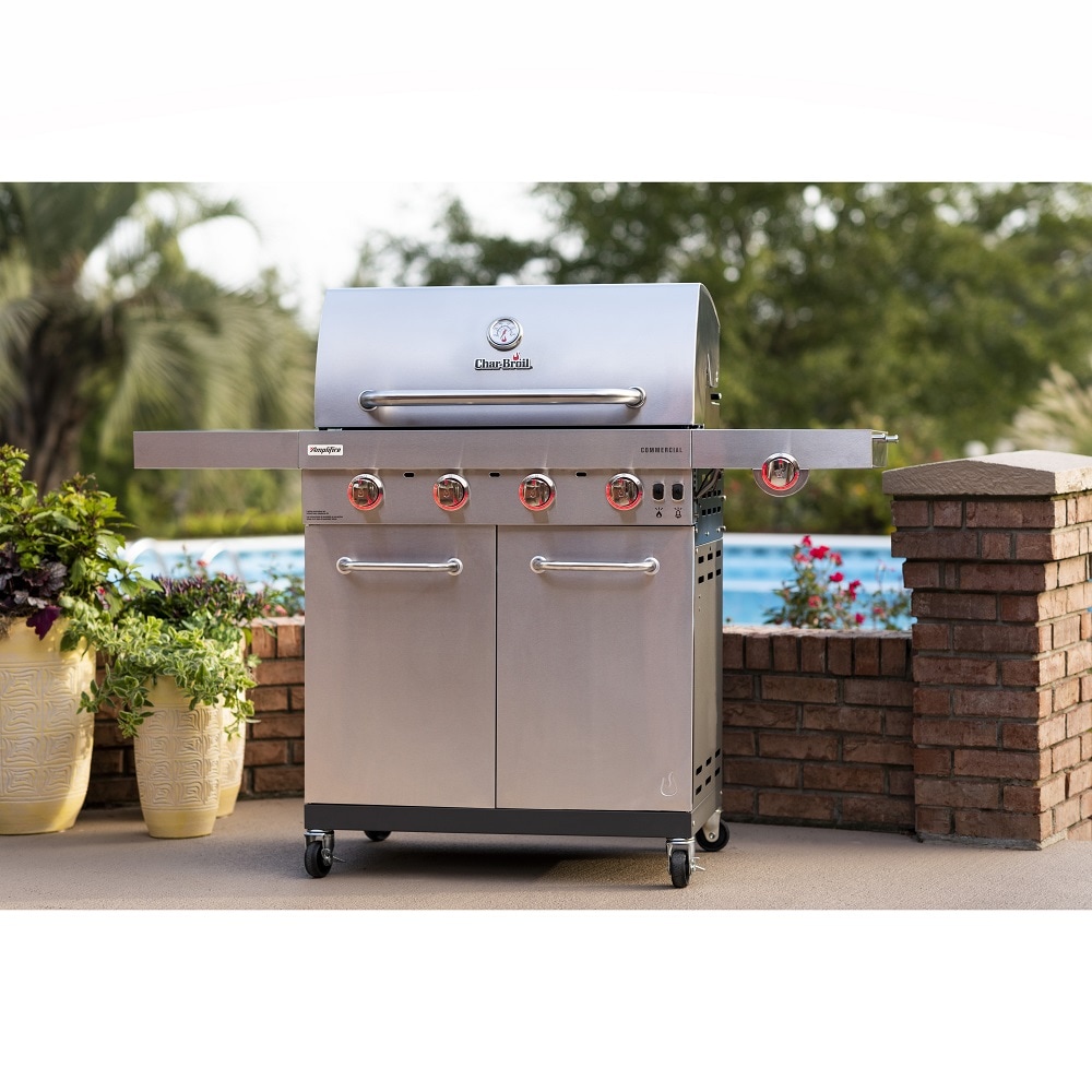 Char-Broil Commercial Series Stainless Steel 4-Burner Liquid Propane and  Natural Gas Infrared Gas Grill with 1 Side Burner at