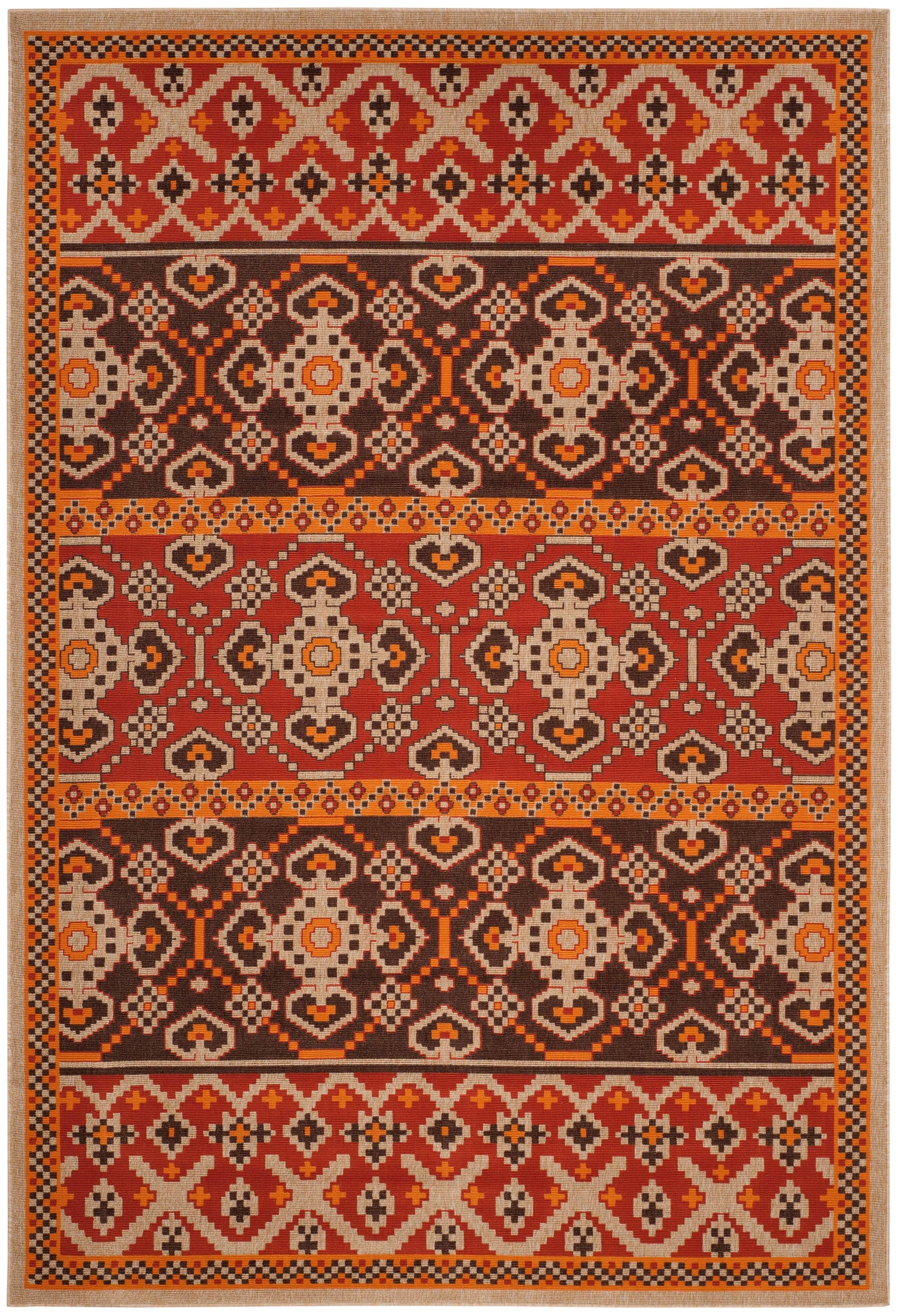 Safavieh VER093-0332-6 Veranda Numa 7 x 10 (ft) Loomed Synthetic Red/Chocolate Rectangular Indoor/Outdoor Abstract Coastal Area rug