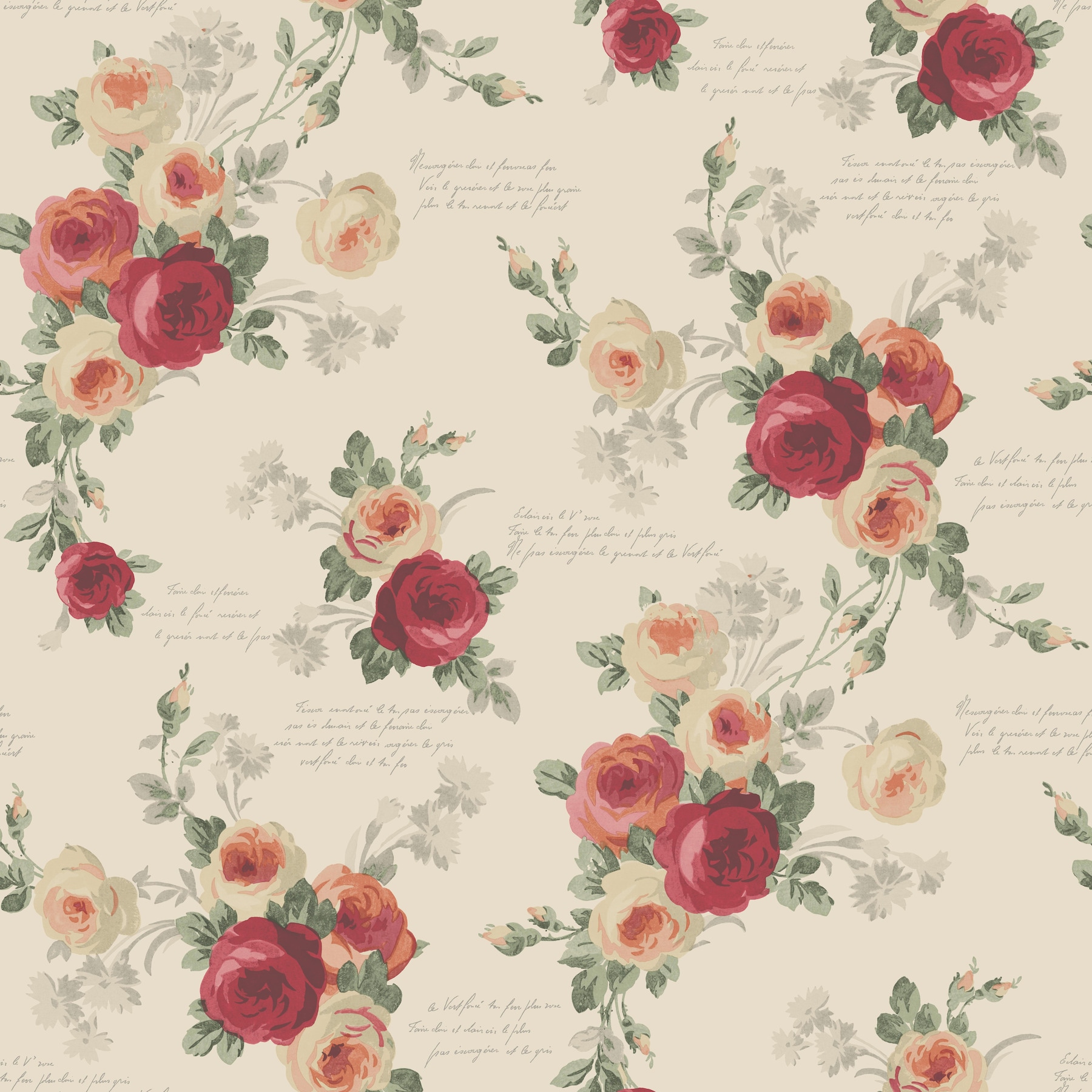Magnolia Home MH1526 56-sq ft Red/Beige Paper Floral Prepasted Soak and Hang Wallpaper