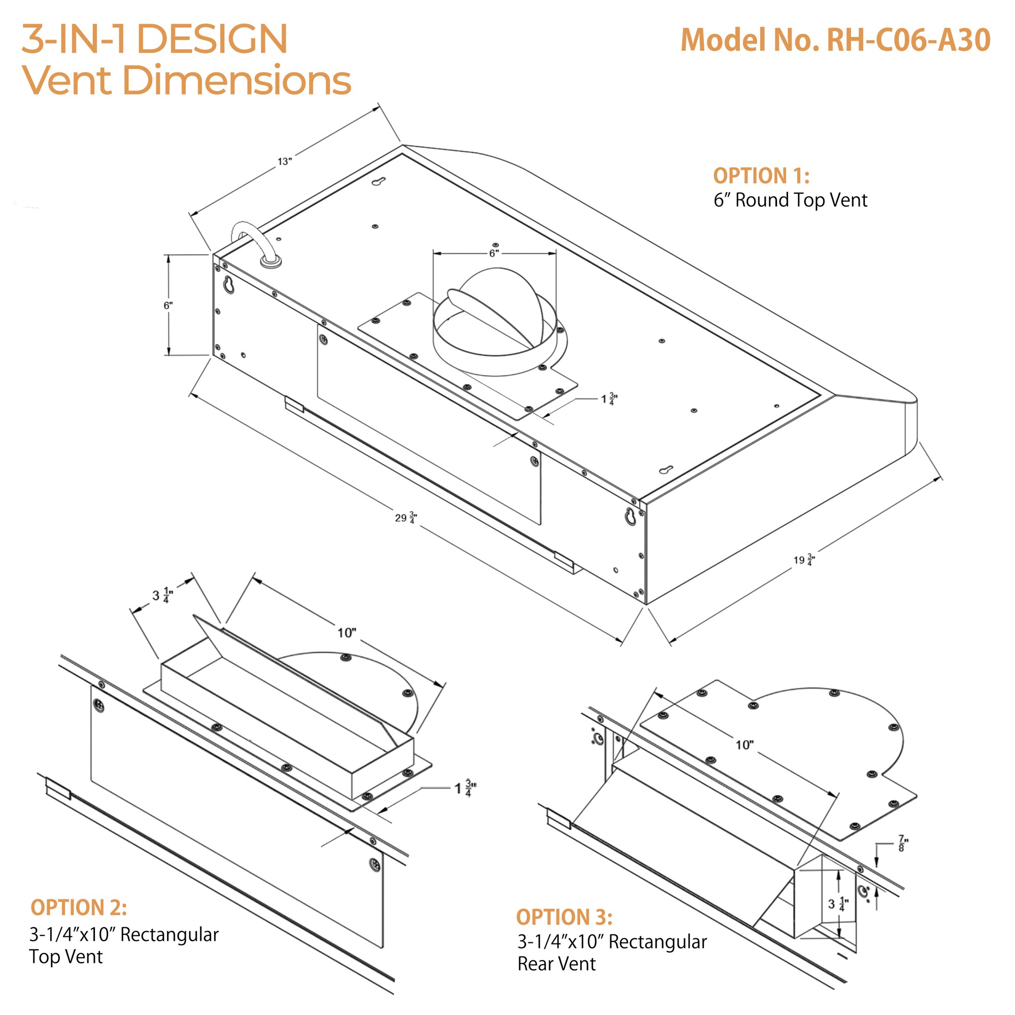 Awoco RH-C06-A30 Undercabinet-Range-Hoods - View #7