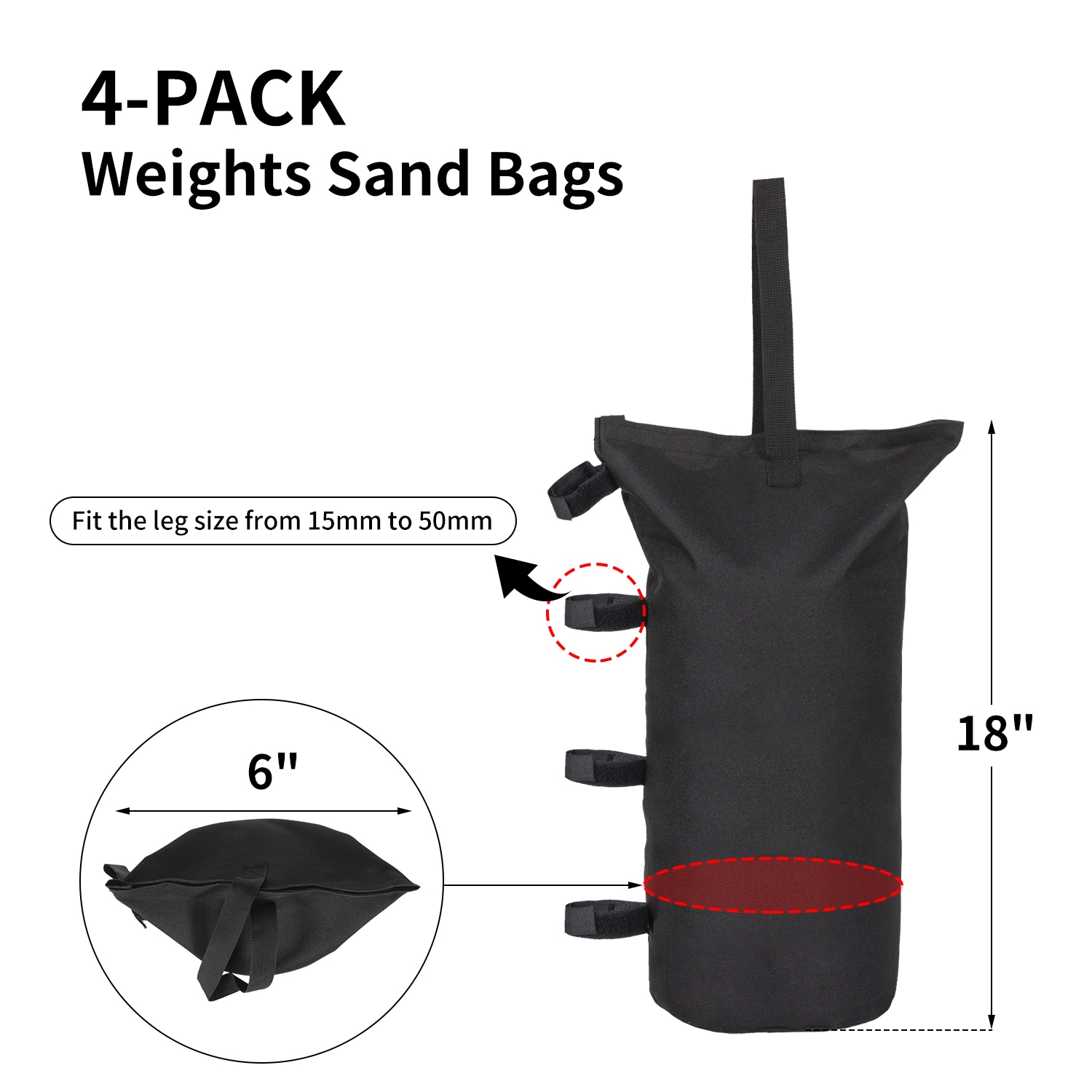 Sunnydaze Decor Weight Bags for Instant Pop-Up Canopy 25-Pound Capacity  Tent Weights Set of 4 at