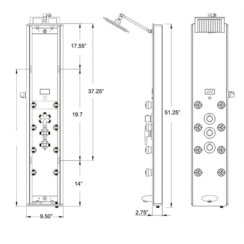 AKDY SP0066 Showerhead-Bar-Panels - View #9
