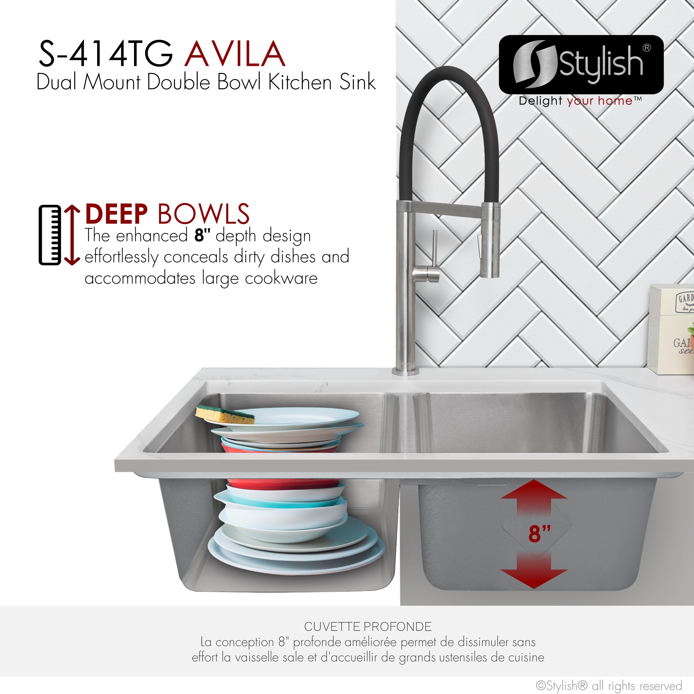 Stylish S-414TG1 Kitchen-Sinks - View #4