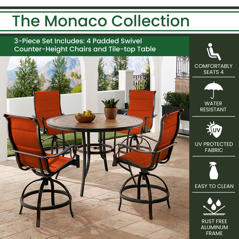 Hanover MONDN5PCPDBR-C-RED Patio-Dining-Sets - View #2