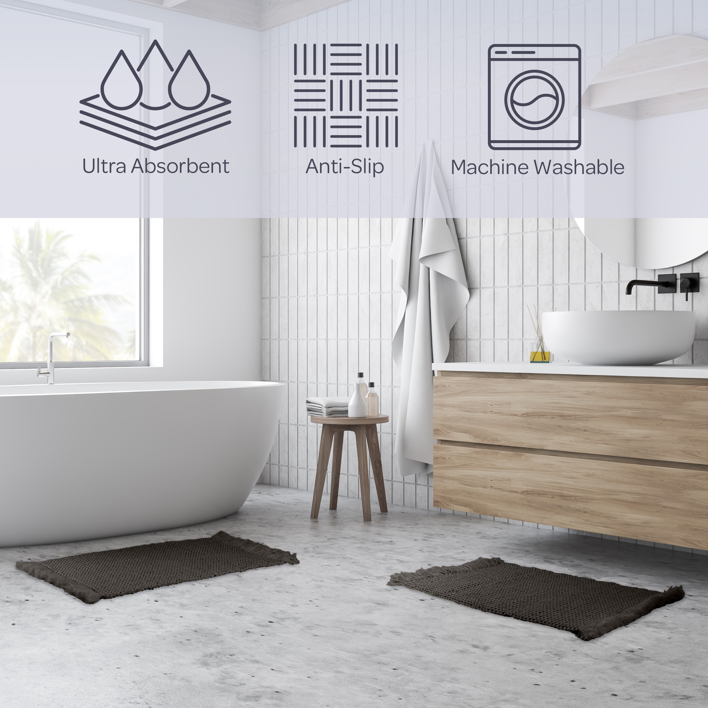 Lavish Home ST-BATH3-CHAR Bath-Rugs - View #3