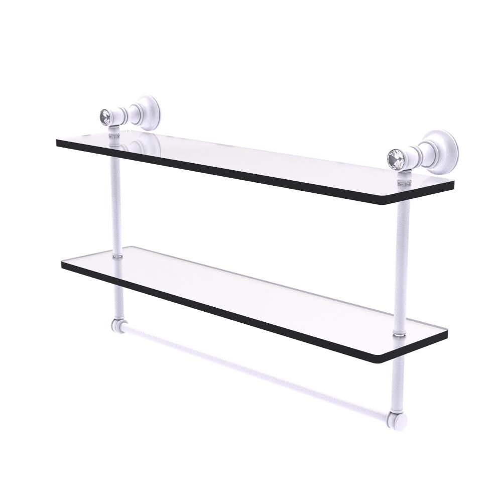 Allied Brass CC-2-TB-22-WHM Carolina Crystal Matte White 2 -Tier Wall mount Bathroom Shelf ( 22-in x 9.5-in x 5-in )