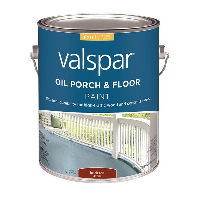 Valspar Porch And Floor Gloss Brick Red Interior Exterior Paint 1 Gallon In The Department At Com - Brick Red Paint For Concrete