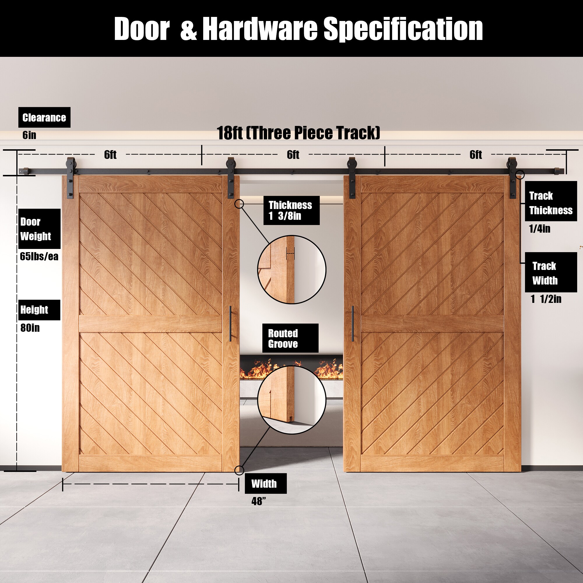 HOMACER YT2H216C-XT2-4880-EA Barn-Doors - View #2