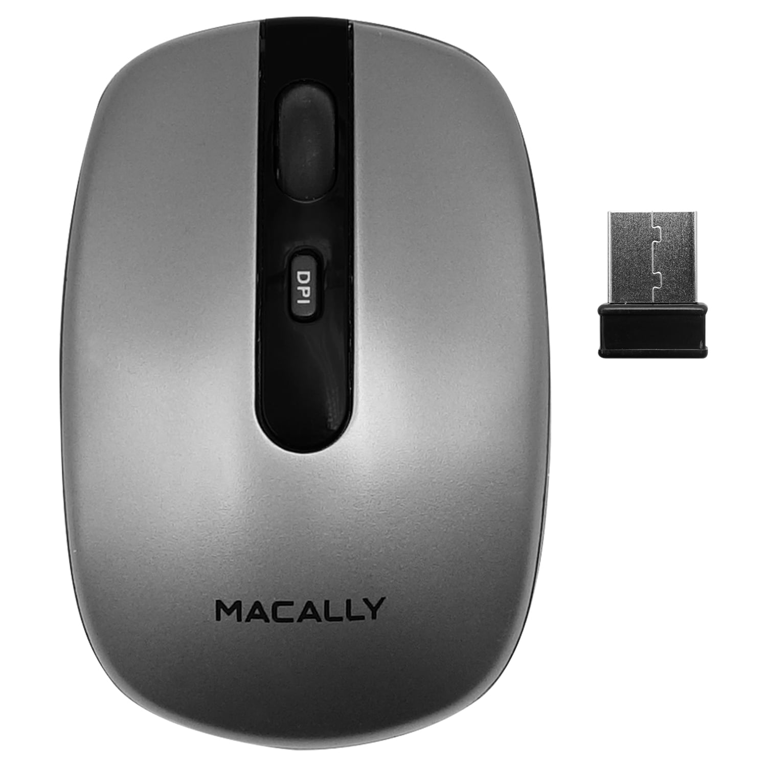 Basics Ergonomic 2.4 GHz Wireless Optical Mouse, DPI adjustable,  Compatible with PC, Mac, Laptop - Black