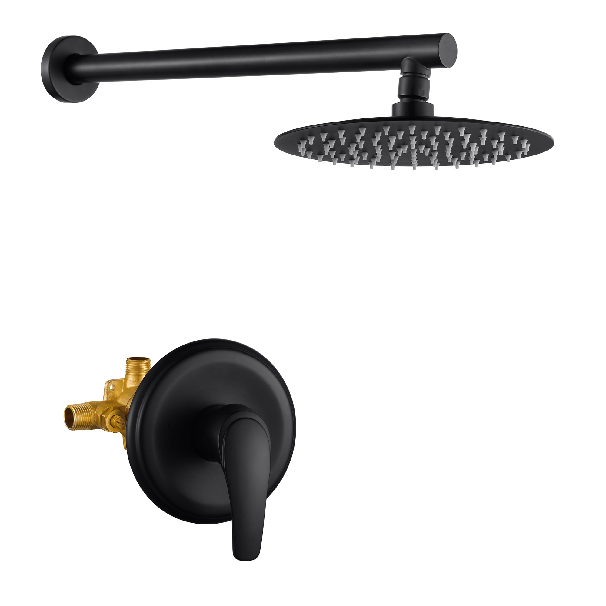 Nestfair SMD0132B Black 1-handle Single function 8-in Round Shower Faucet with Valve