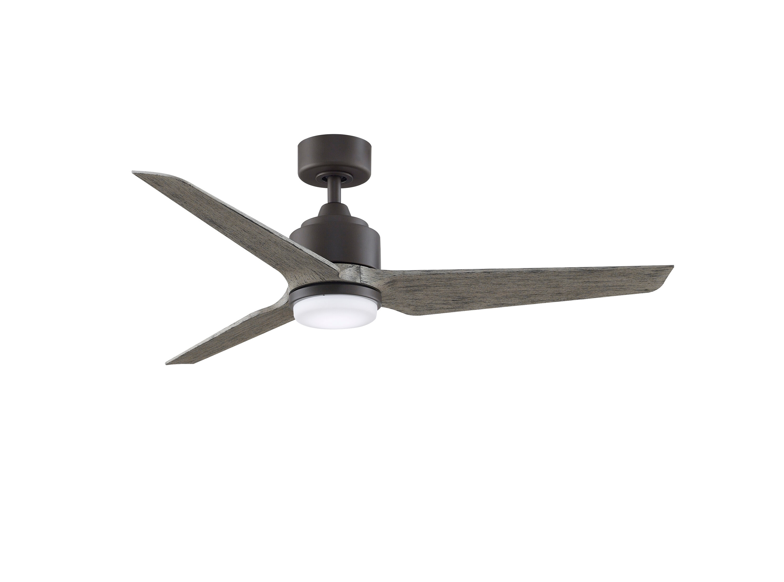 Fanimation FPD8514GRW-52WEW-LK TriAire Custom 52-in Color-Changing Integrated LED Outdoor Smart Matte Greige with Weathered Wood Blades Propeller Ceiling Fan With Light - Remote Included ( 3 -Blade )