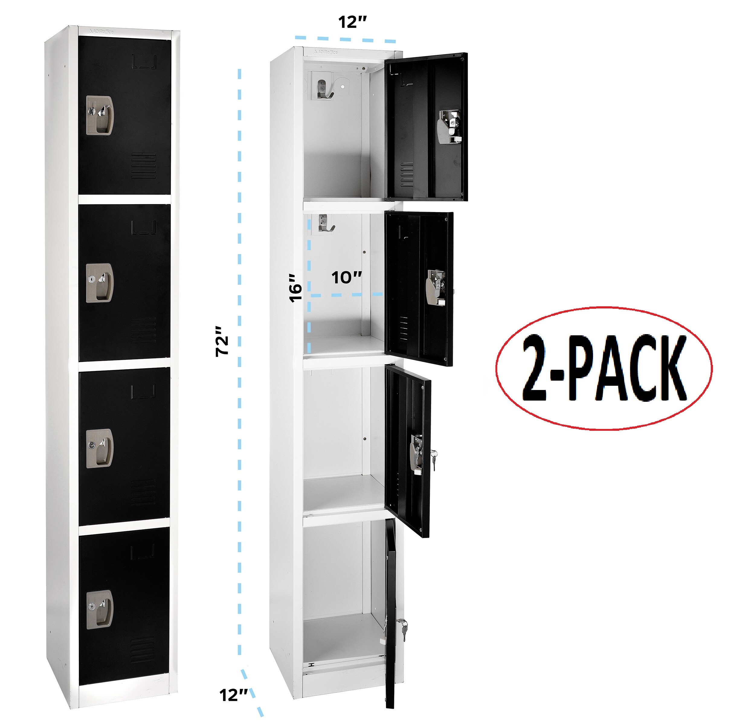 AdirOffice 12-in W x 72-in H x 12-in D Steel Full Storage Lockers in ...