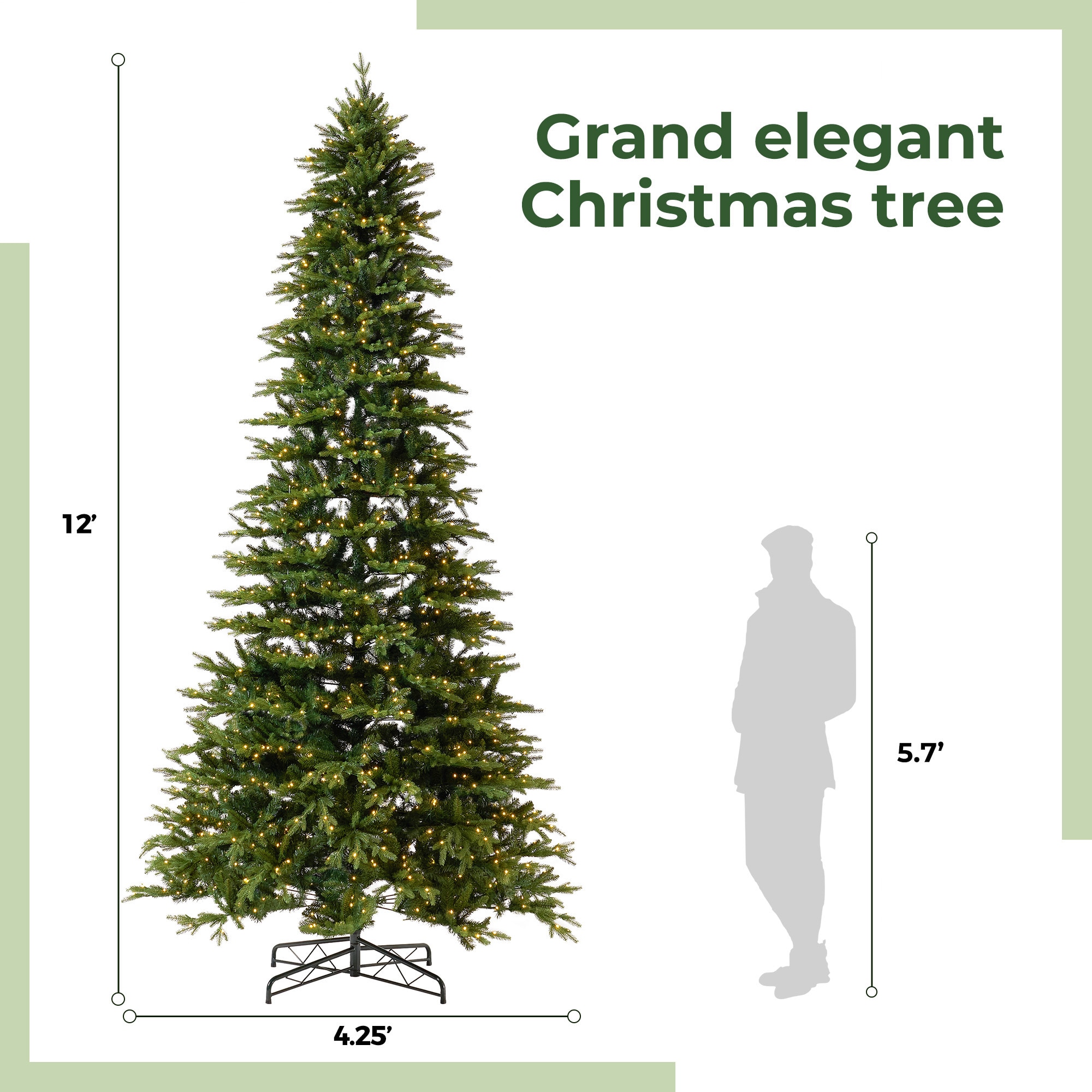 Nearly Natural 12-ft Fir Pre-lit Artificial Christmas Tree with LED ...