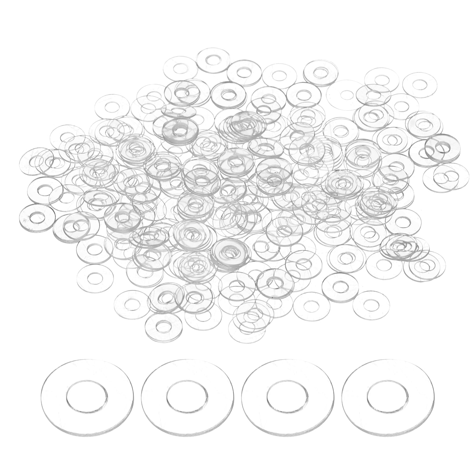 Harfington 300pcs M2 PVC Flat Washers 2mm ID 5mm OD 0.3mm Thick Sealing Gasket Ring Spacer Metric Round Washers Replacement for Water Pipe Hose Shower Door Handles