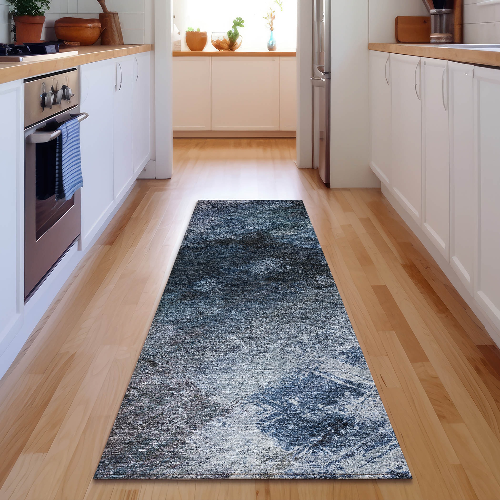 Addison Rugs AMF590BU2X8 Mayfield AMF590BU 2 x 7 (ft) Loomed Polyester Blue Rectangular Indoor Geometric Machine washable Area rug
