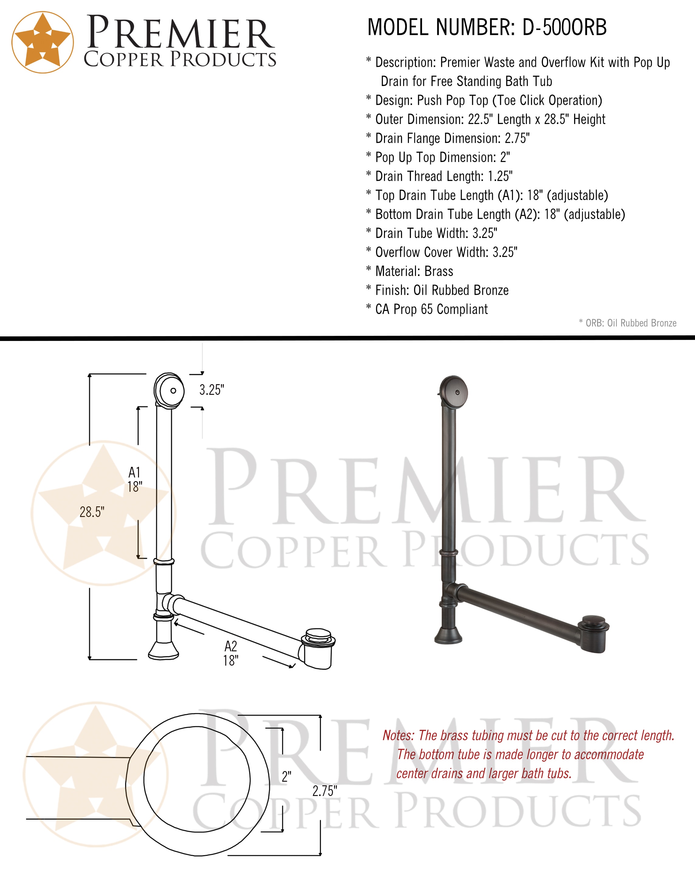 PREMIER COPPER PRODUCTS D-500ORB Tub-Drain - View #6