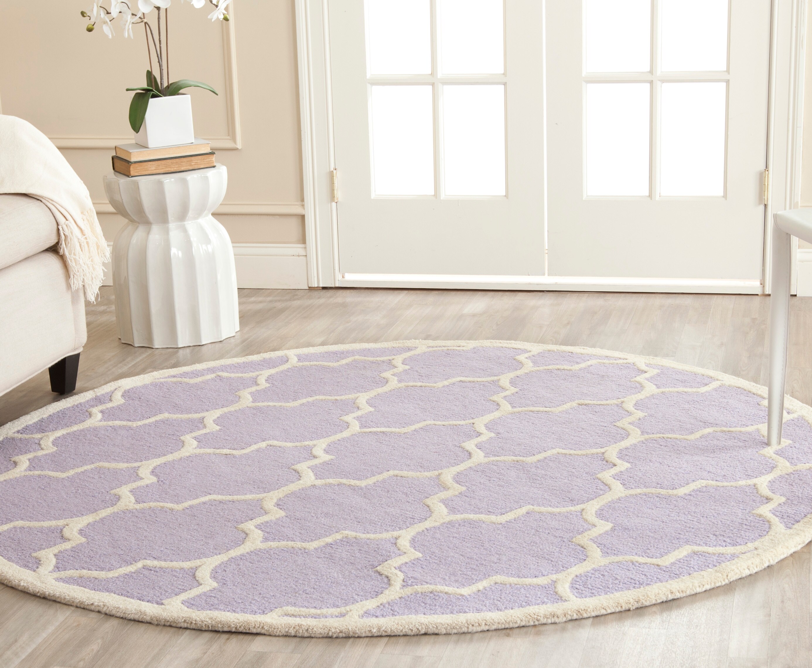  Cambridge 134 Lavander/Ivory Contemporary 6ft x 6ft Round Rug
