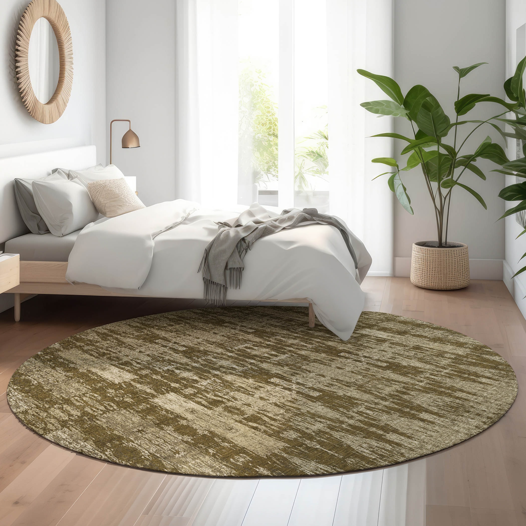 Addison Rugs AMF580CH8RO Mayfield AMF580CH 8 x 8 (ft) Loomed Polyester Chocolate Round Indoor Geometric Machine washable Area rug