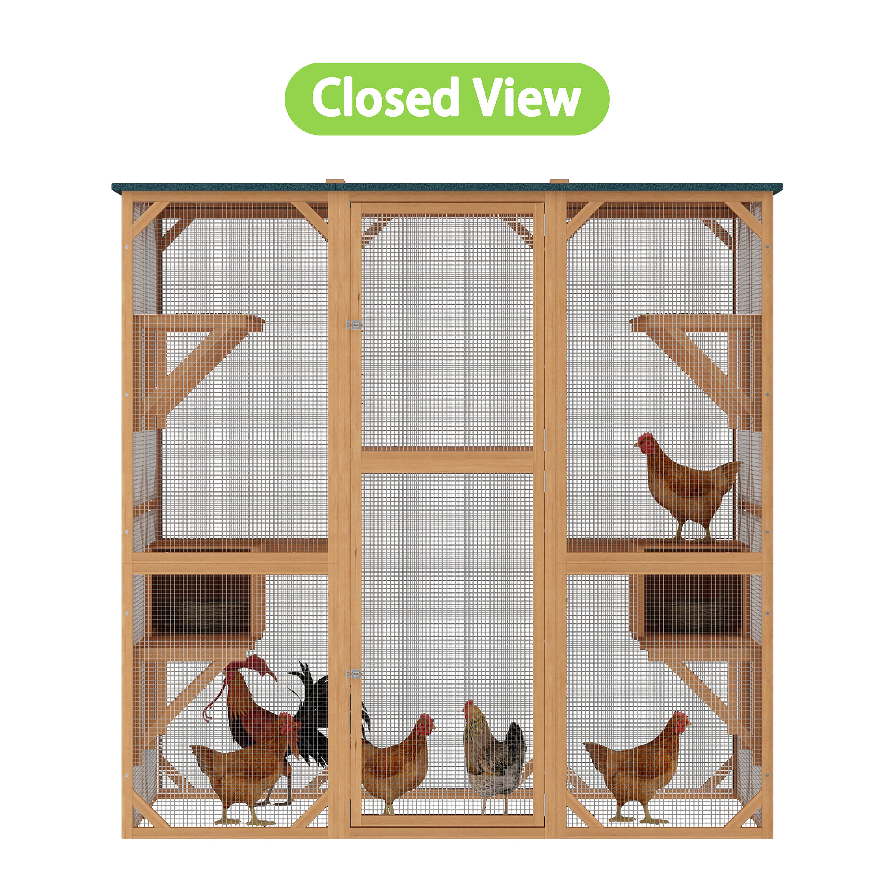 MIDHAM Brown Wood Convertible Chicken Coop and Rabbit Hutch KF150142-01 ...