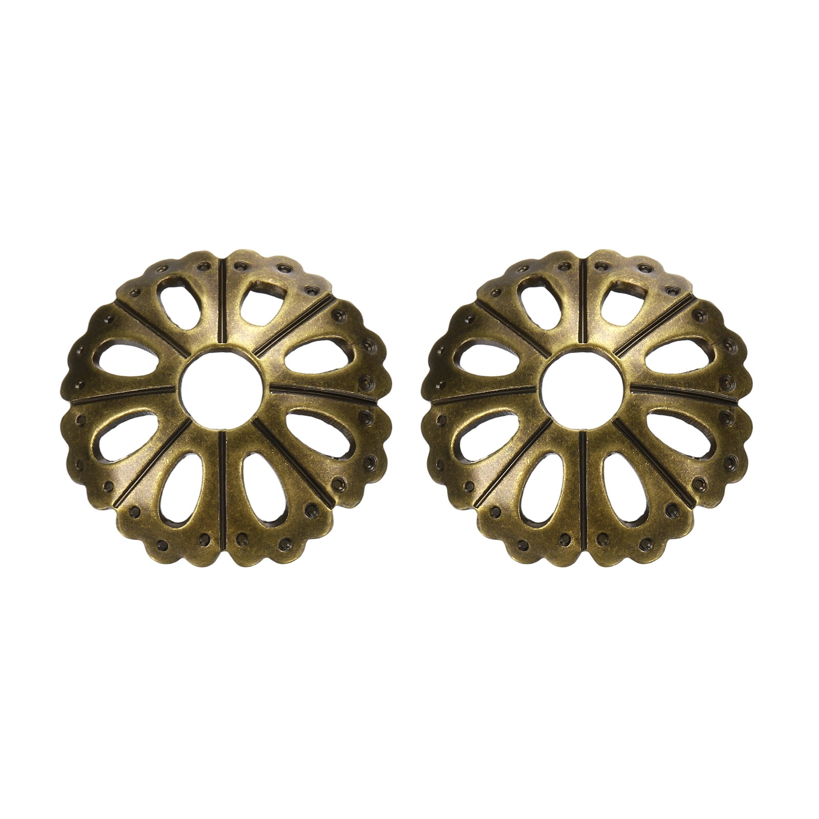 Unique Bargains 2pcs Cabinet Knob Backplate 0.98 Inch Porous Shape Brass Backplate Washers Classical Furniture Decoration Gasket for Cabinet Drawer Cupboard Doors Hardware (Bronze Tone)