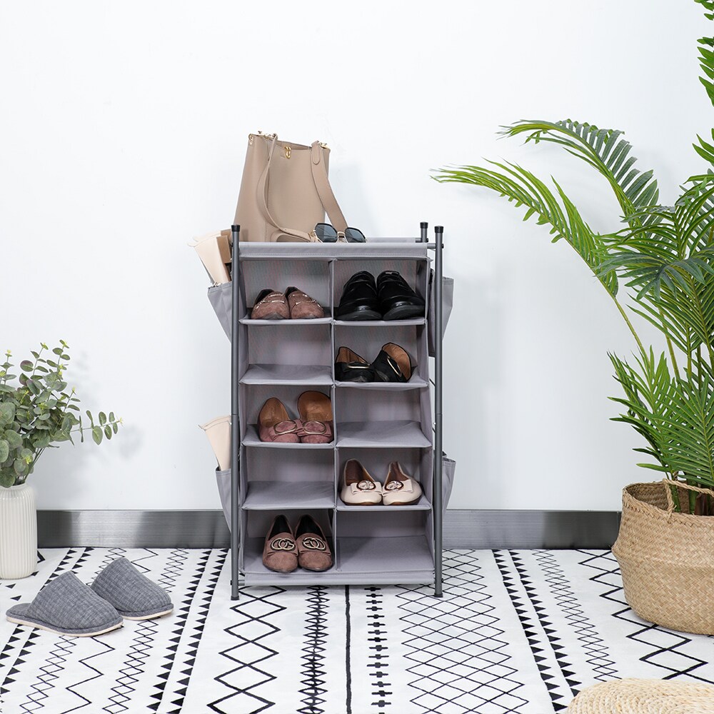 Simplify 22.44-in H 3 Tier 9 Pair Gray Fabric Shoe Organizer in the Shoe  Storage department at