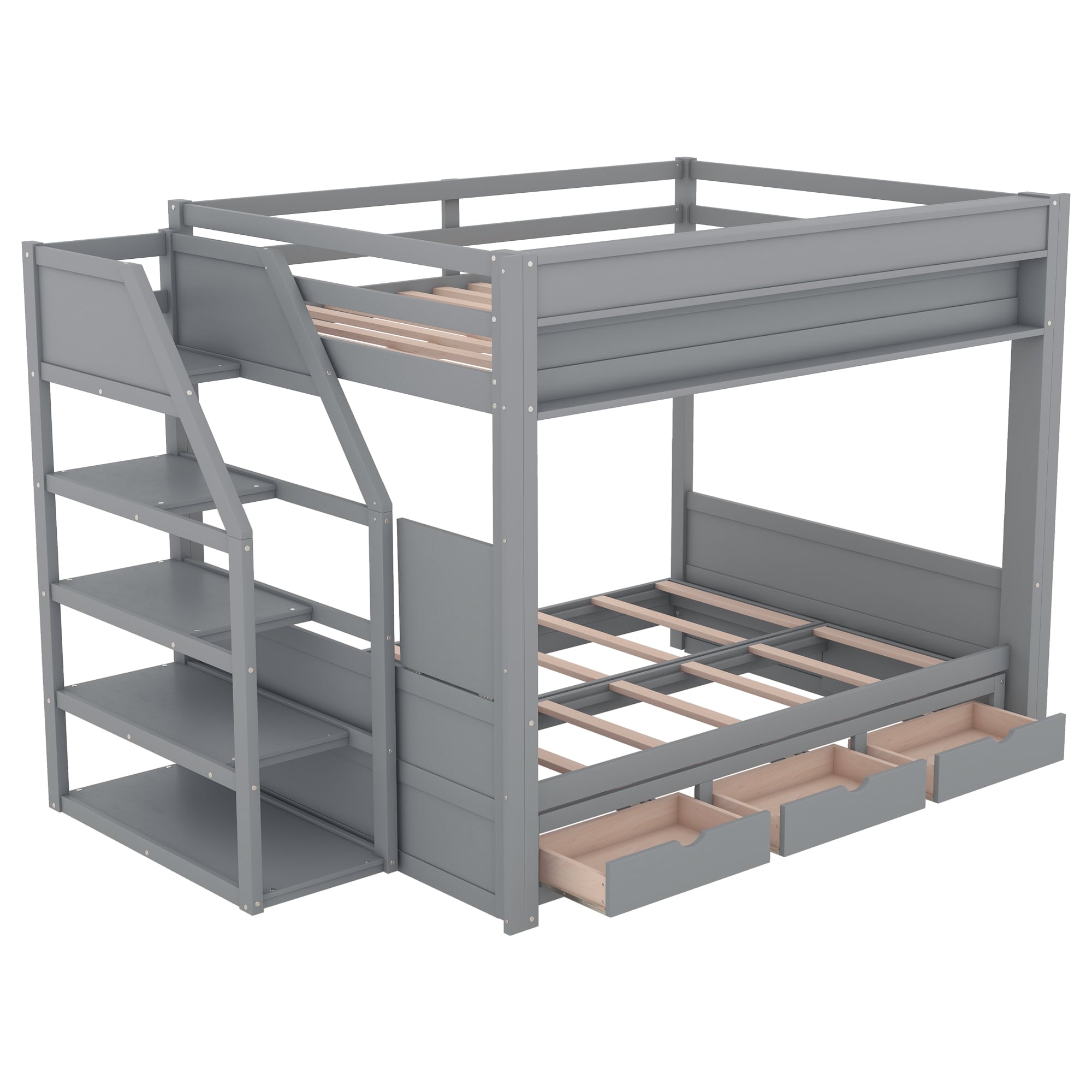Qualler FSUBWM835E Gray Full over full Bunk Bed