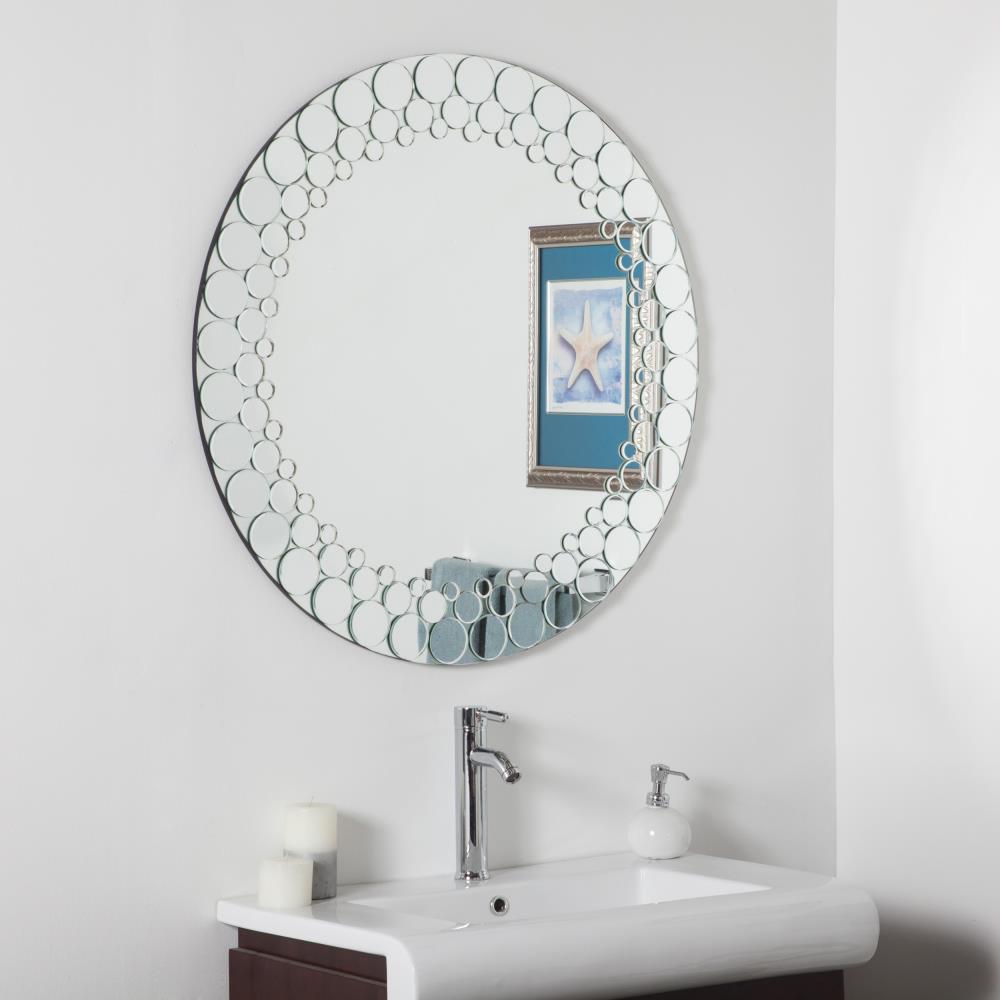 Decor Wonderland SSD005 Circles 35.0-Inches x 35.0-Inches Polished Round Bathroom Vanity Mirror ( Silver )