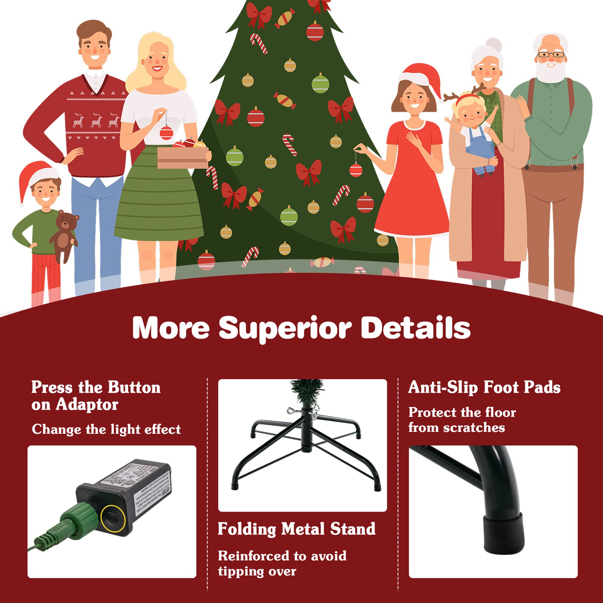 Costway LWS00742 Artificial-Christmas-Trees - View #3