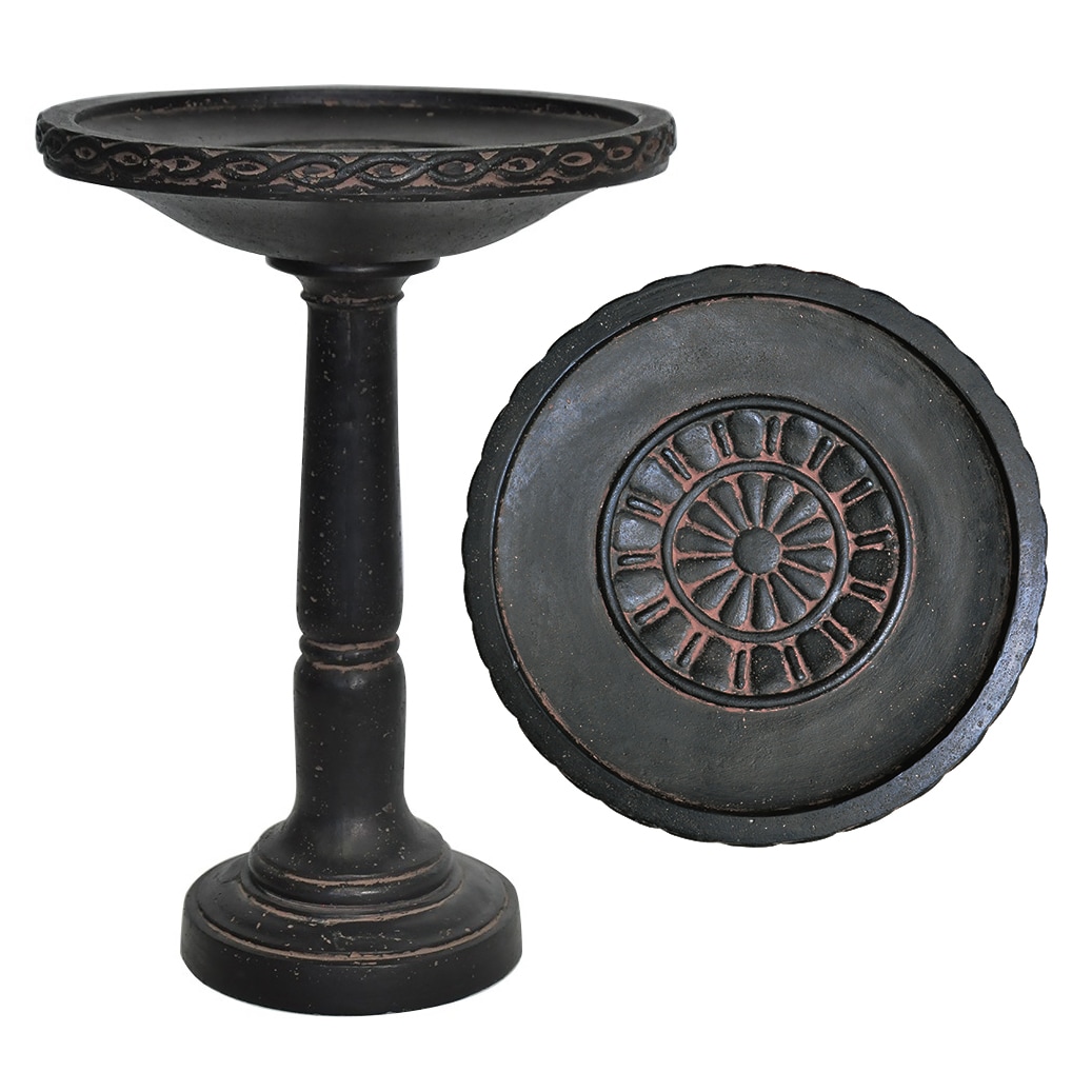 MPG Planters PF7437AC 26.5-Inches H Aged Charcoal Stone Complete birdbath