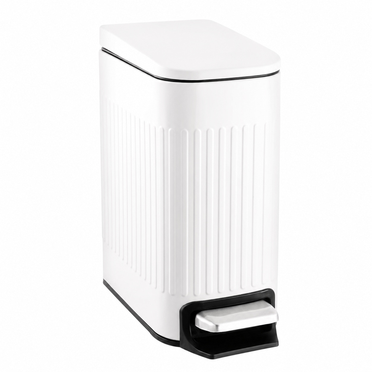 WZK Slim Stainless Steel Bathroom Trash Can Pedal Soft Close Odor Containment