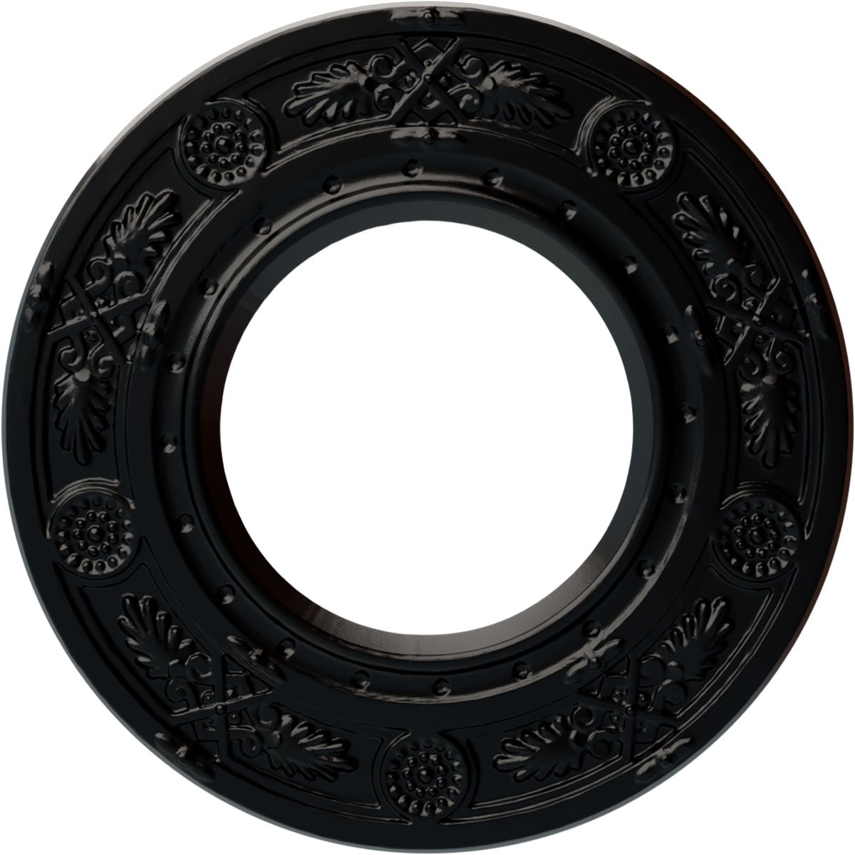 Ekena Millwork CM08DNBLF Daniela 8-in W x 8-in L Painted Jet Black Polyurethane Whole Ceiling Medallion