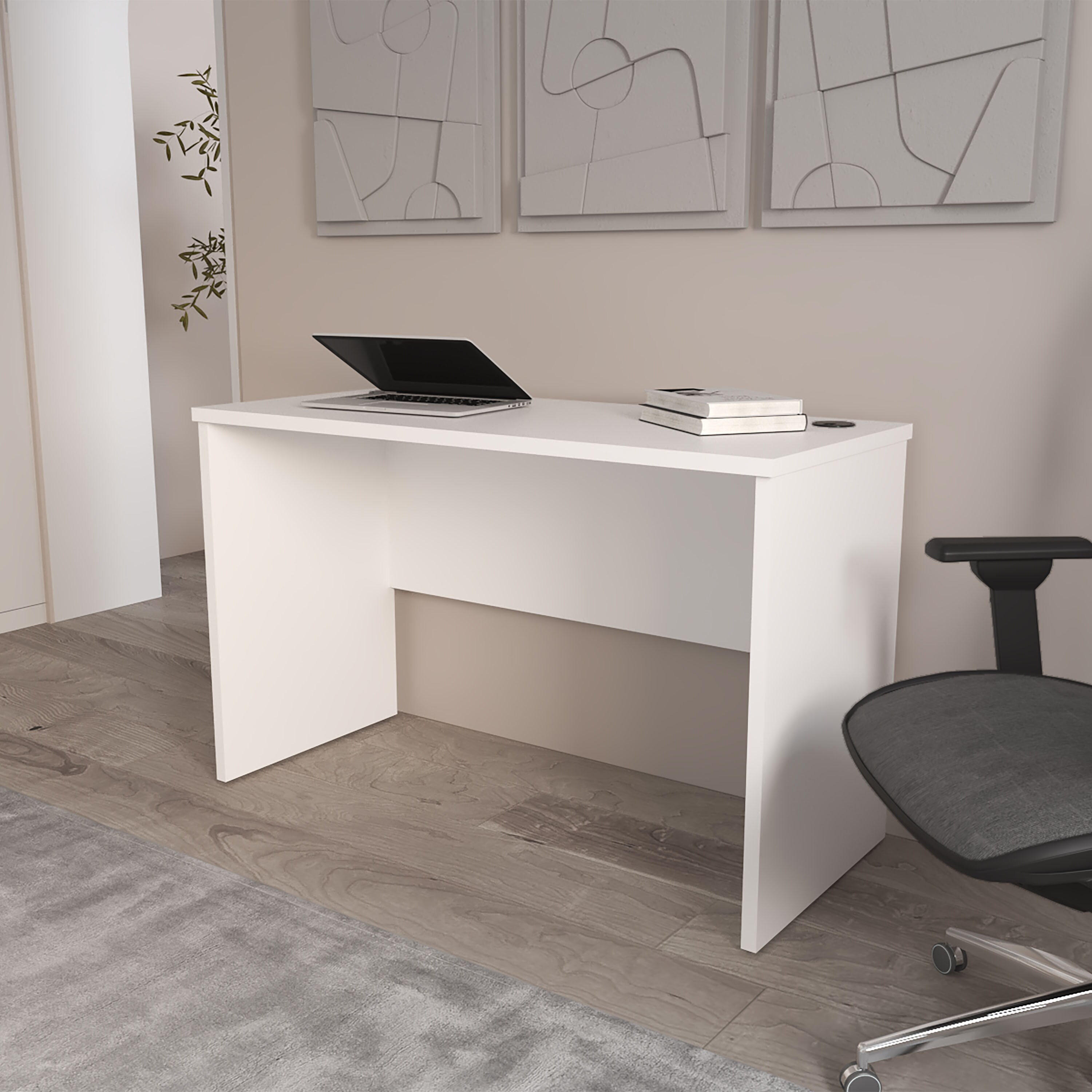 Blisstyle Fm Furniture Rough Rock Minimalist Home Office Work Desk with Cable Management . White Office Desk Study Desk