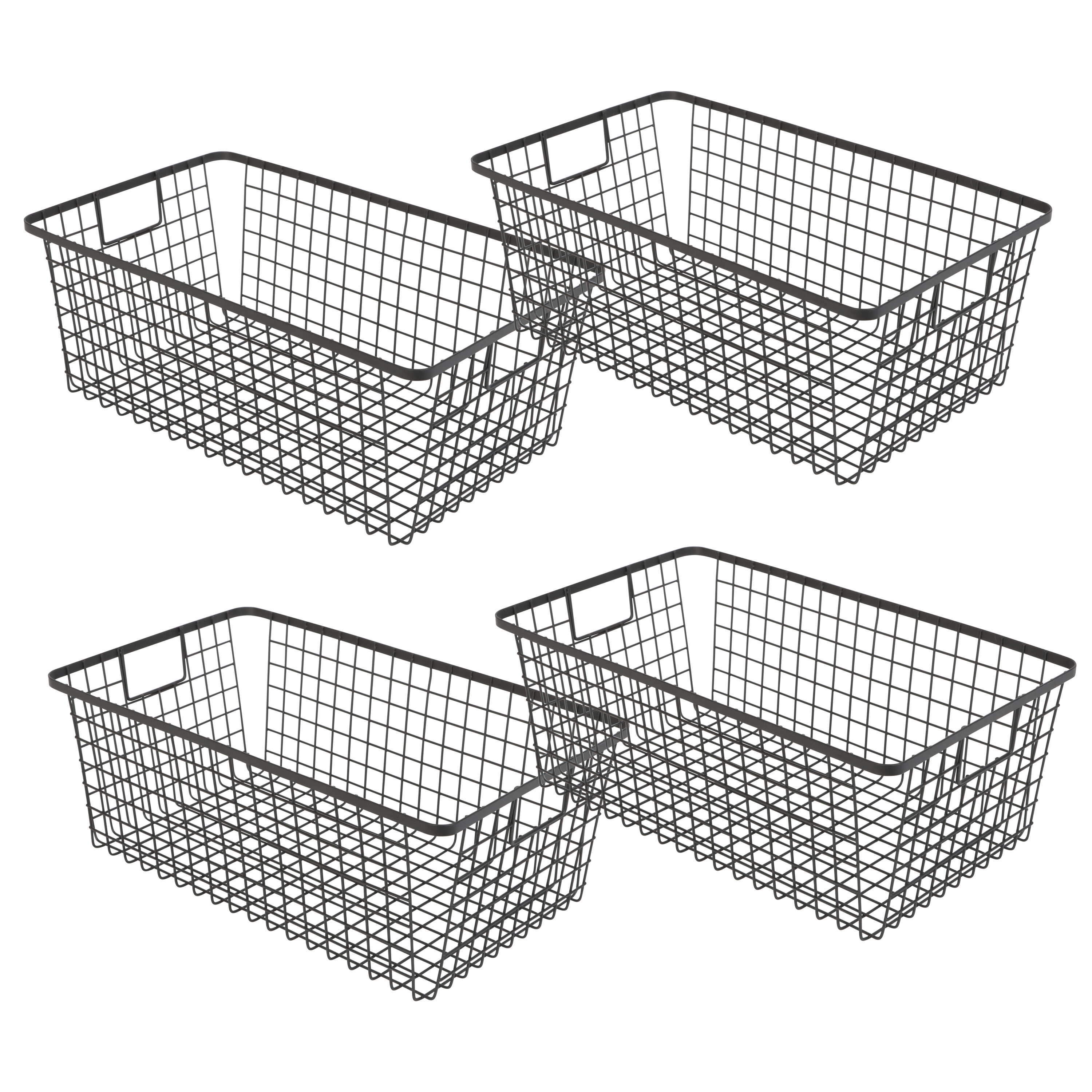 Smart Design 8005561AS4 4 -Pack ( 9-in W x 6-in H x 16-in D ) Black Steel Basket