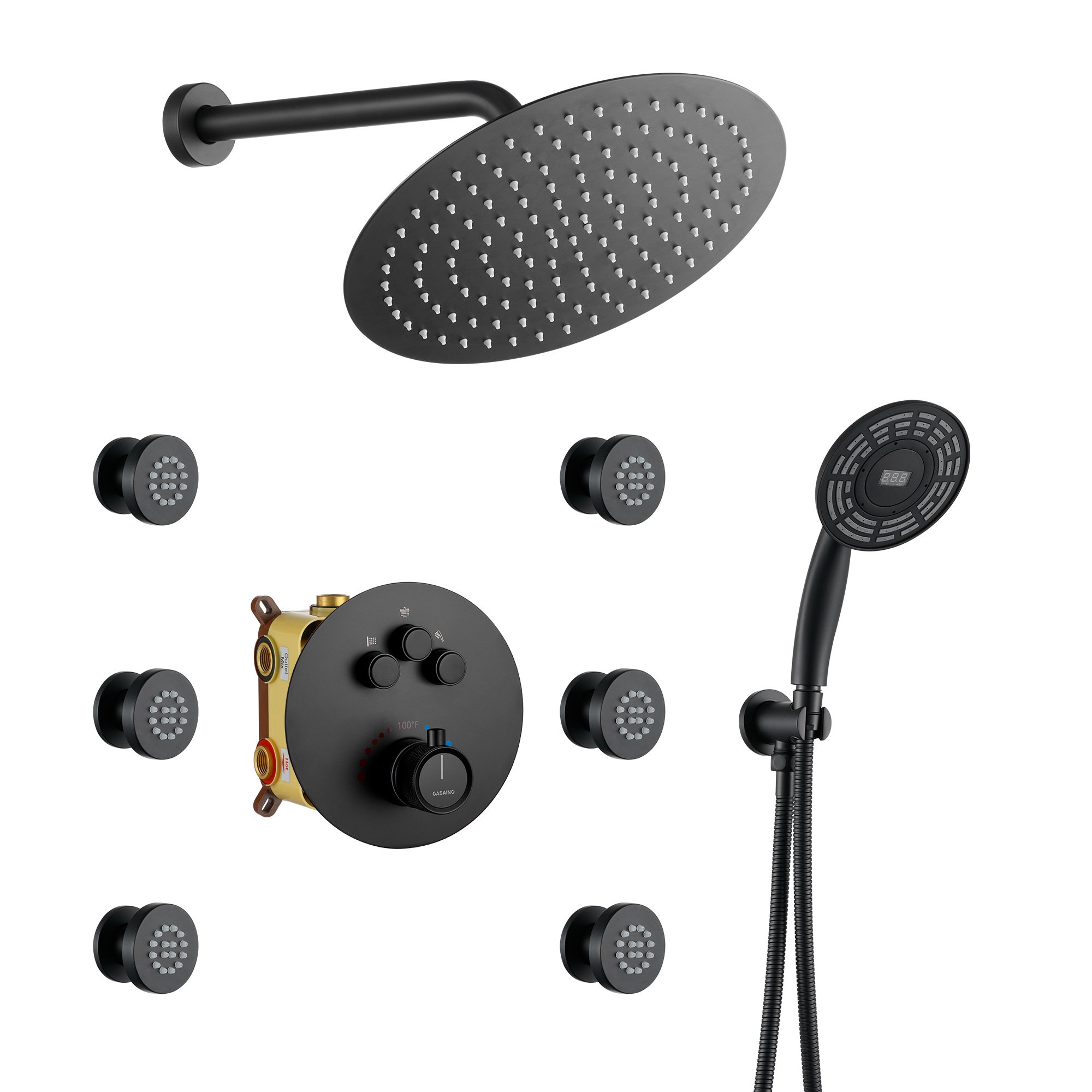 CASAINC CS6216-12MB Showerhead-Bar-Panels - View #2