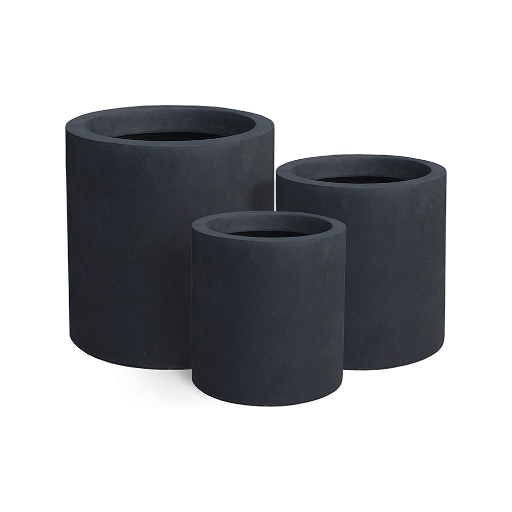 KANTE RC0119ABC-C60121 Round 15.8-in W Large Gray Concrete Contemporary/Modern Indoor/Outdoor Planter with Drainage Holes