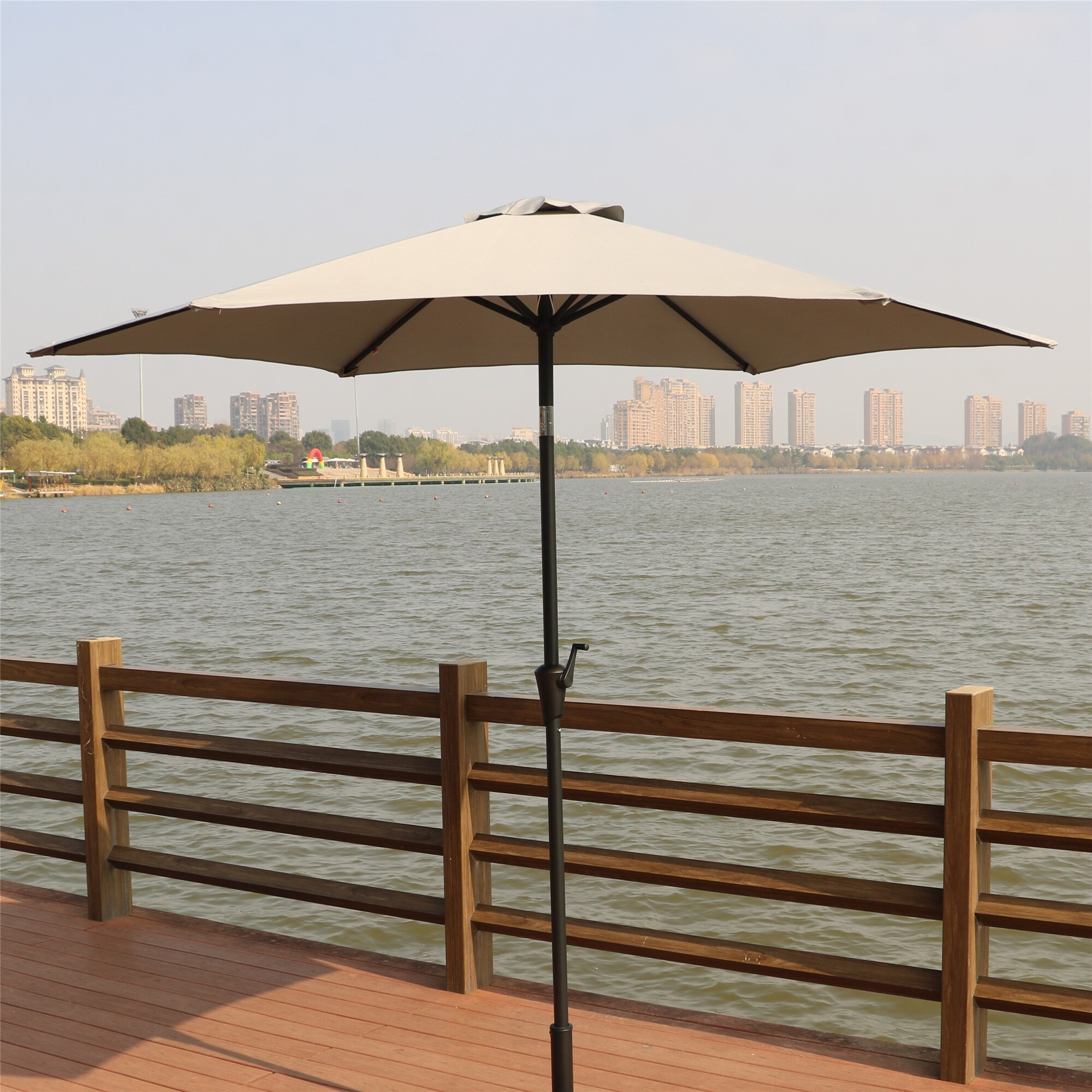 CESICIA PB-AM-07 8.8-ft Aluminum Gray Crank Market Patio Umbrella