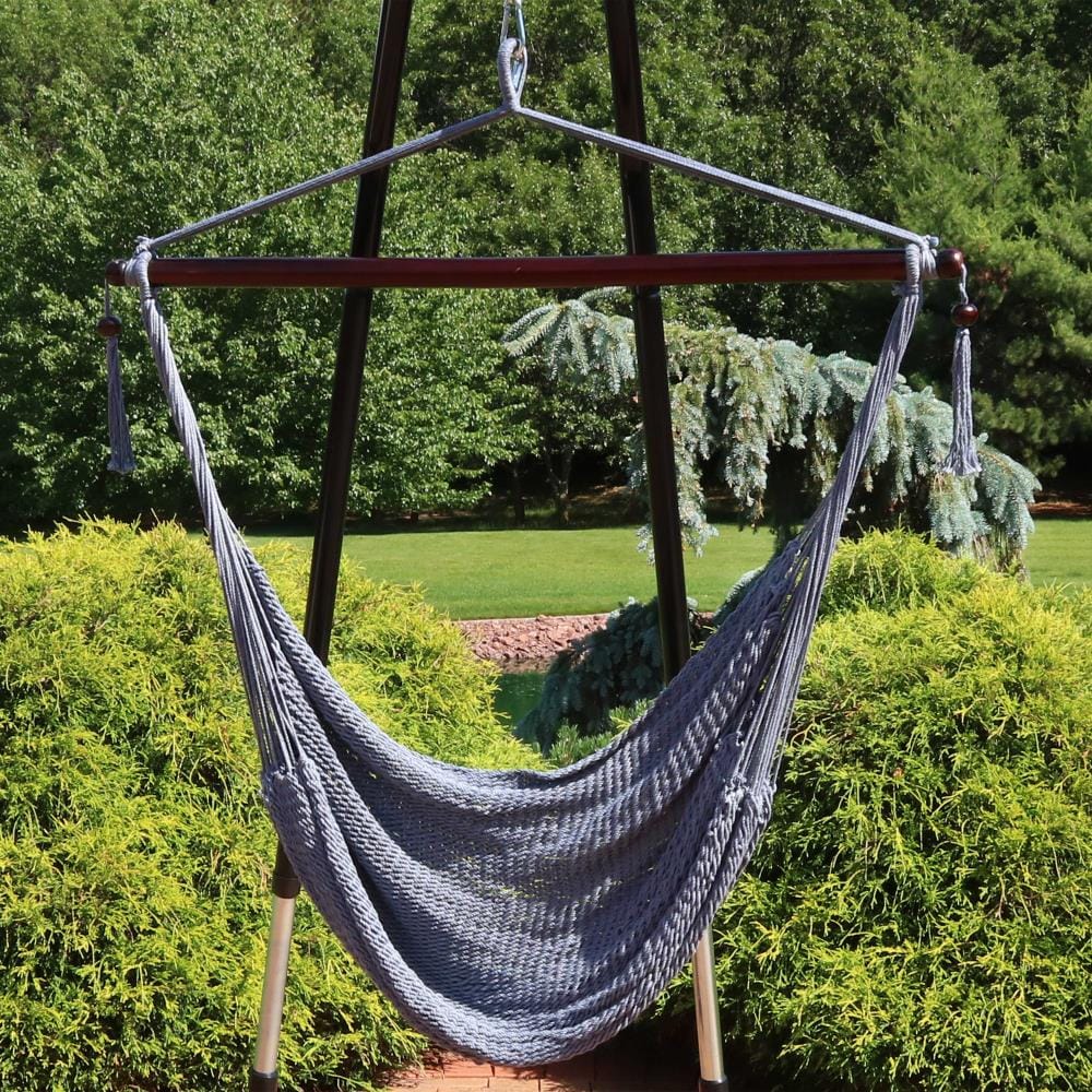 Sunnydaze Decor WIM-339 Gray Rope Hammock chair