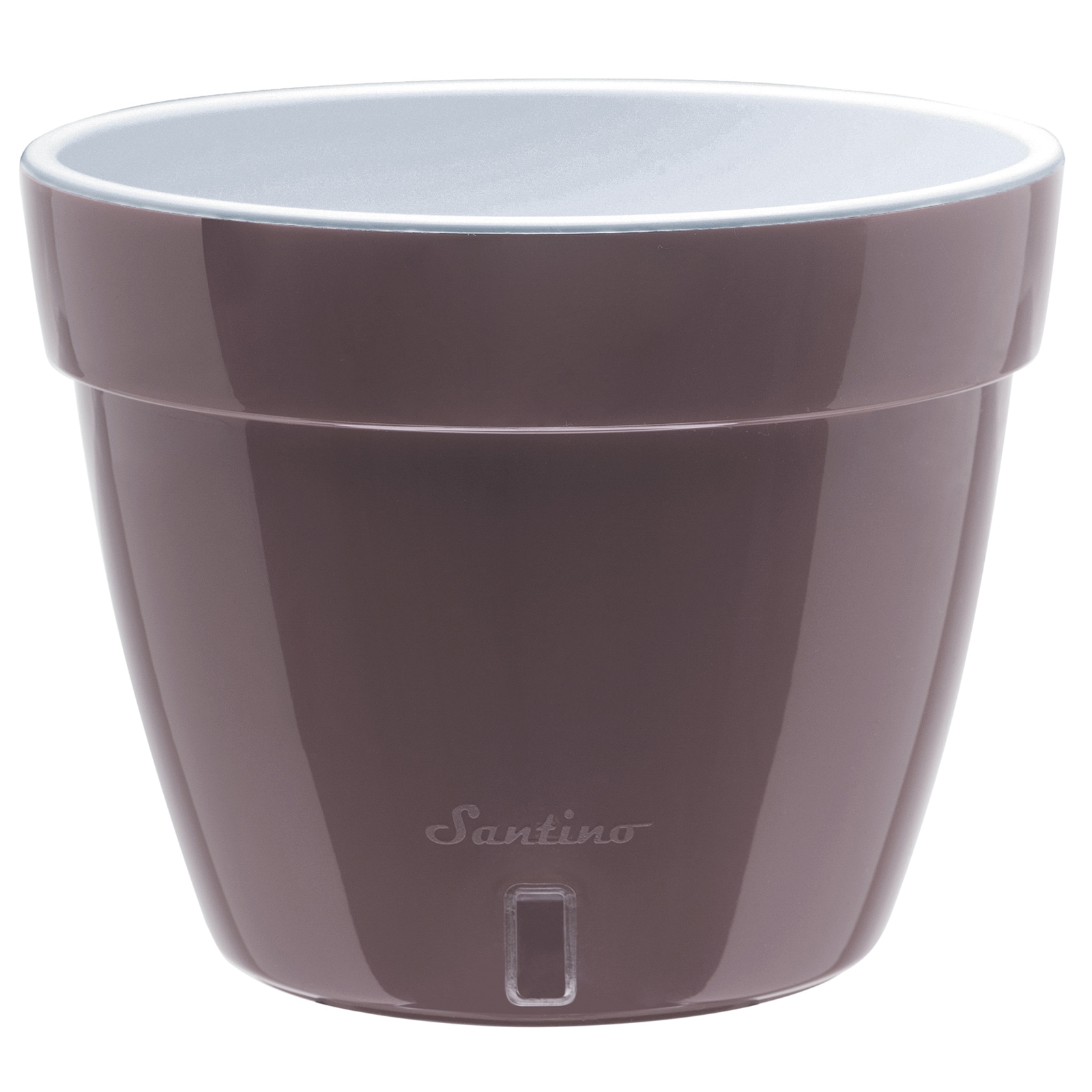 Decopots AST79SHADEWHITE Round 6.3-in W Small Gray Plastic Indoor/Outdoor Planter with Self Watering