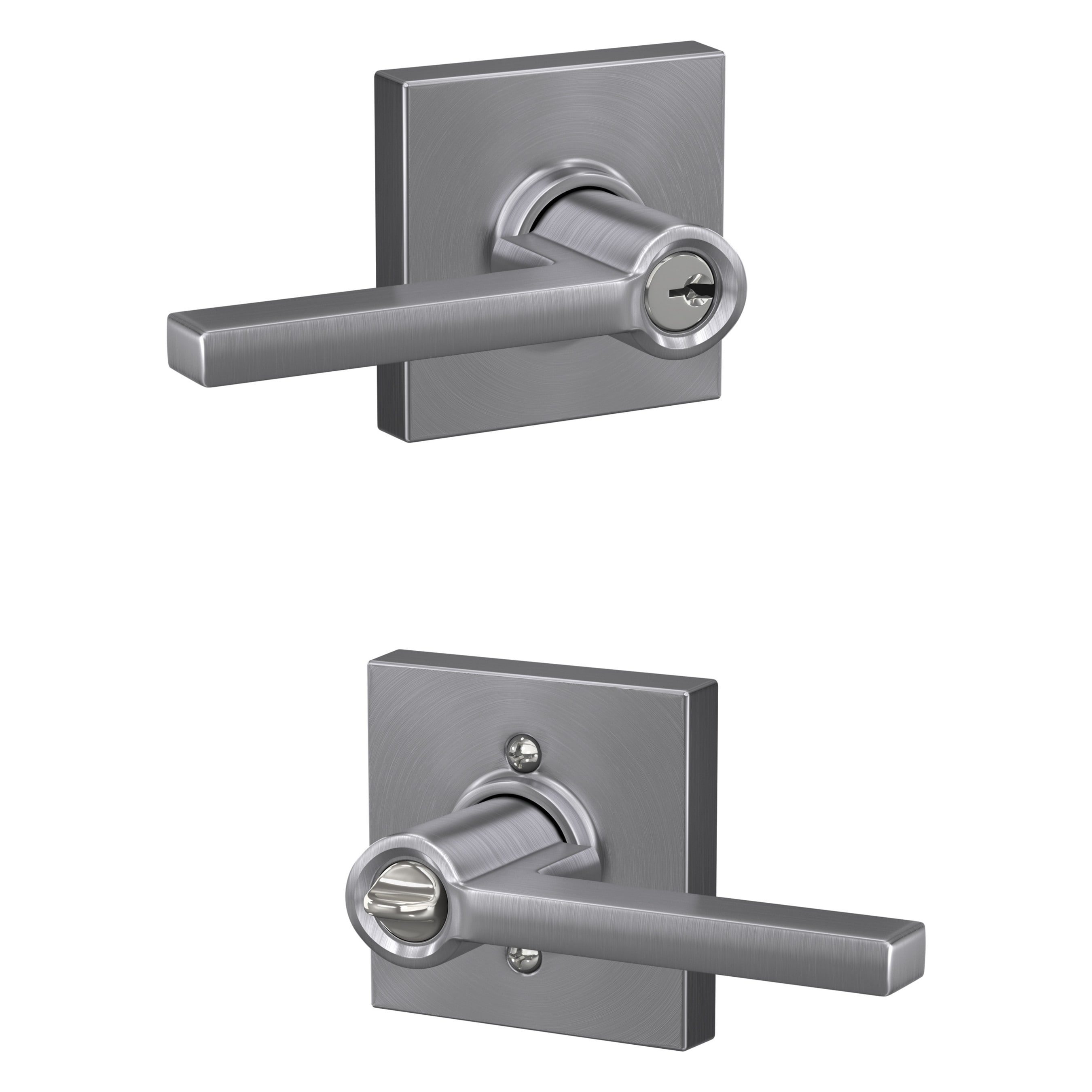 Schlage F51A LAT 626 COL Latitude - Collins Satin Chrome Universal Exterior Keyed entry Door Handle