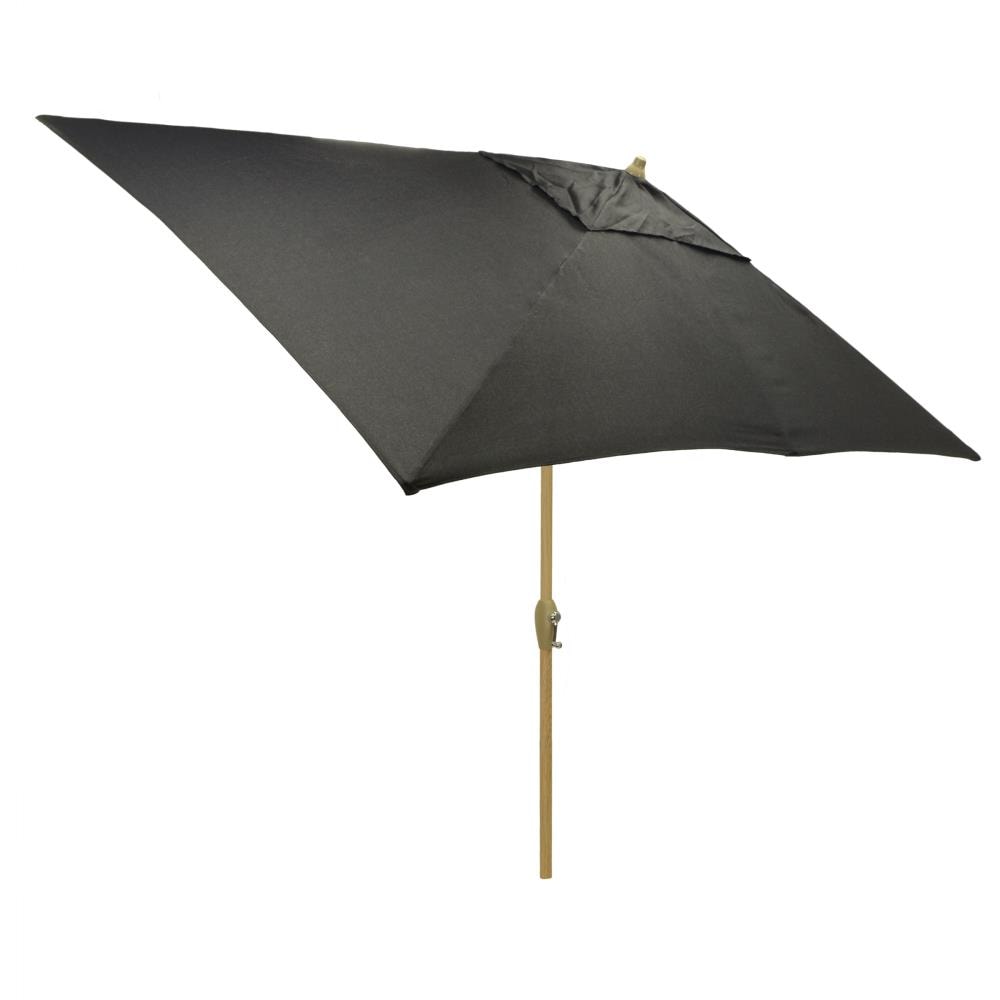 Plantation Patterns 9969-012863LW 6.5-ft Steel Black Push-button Tilt Market Patio Umbrella